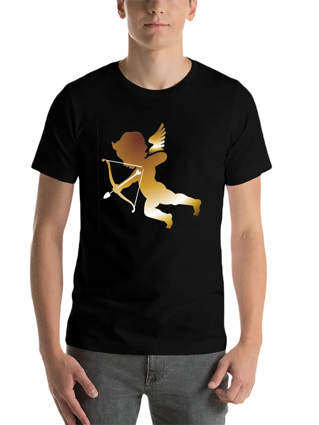 Cupid 01 - (dark Gold) Comfortable Minimalist Graphic Tee – Summer Style Essential
