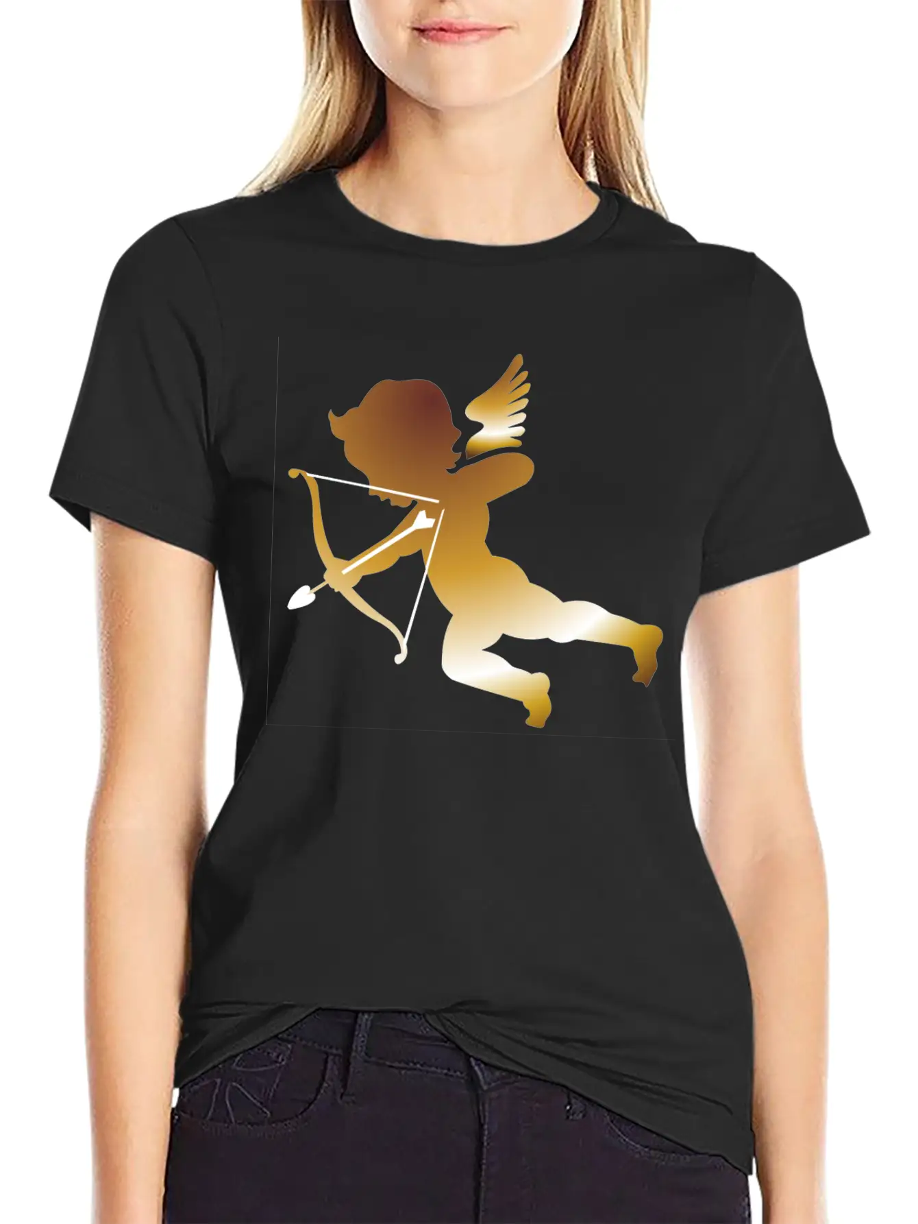 Cupid 01 - (dark Gold) Comfortable Minimalist Graphic Tee – Summer Style Essential