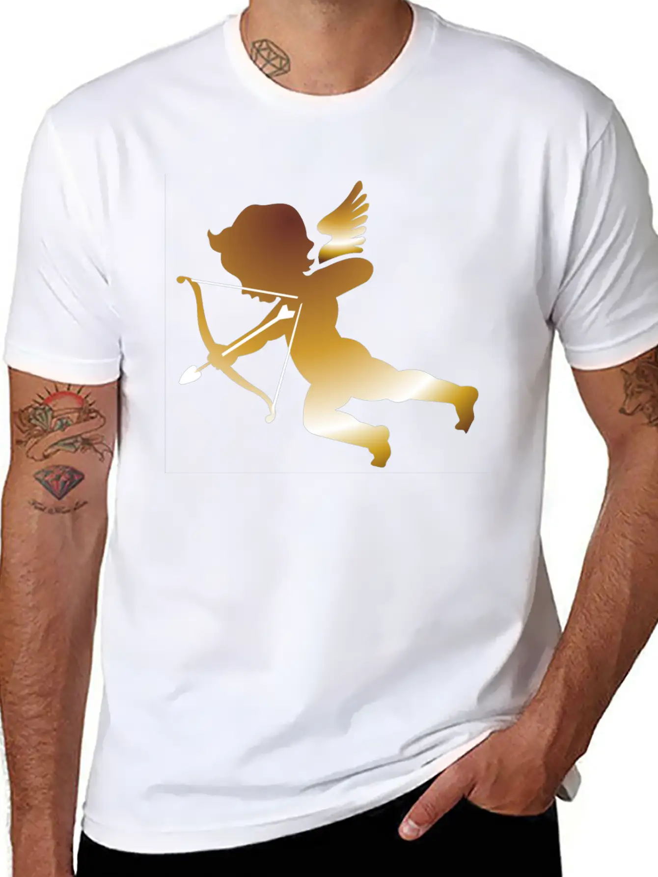 Cupid 01 - (dark Gold) Comfortable Minimalist Graphic Tee – Summer Style Essential