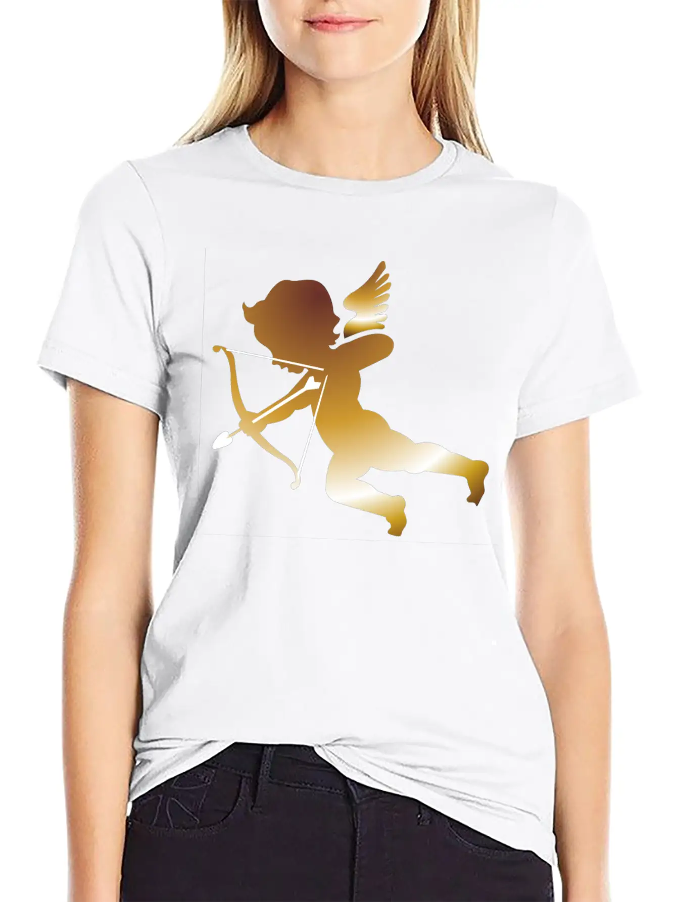 Cupid 01 - (dark Gold) Comfortable Minimalist Graphic Tee – Summer Style Essential
