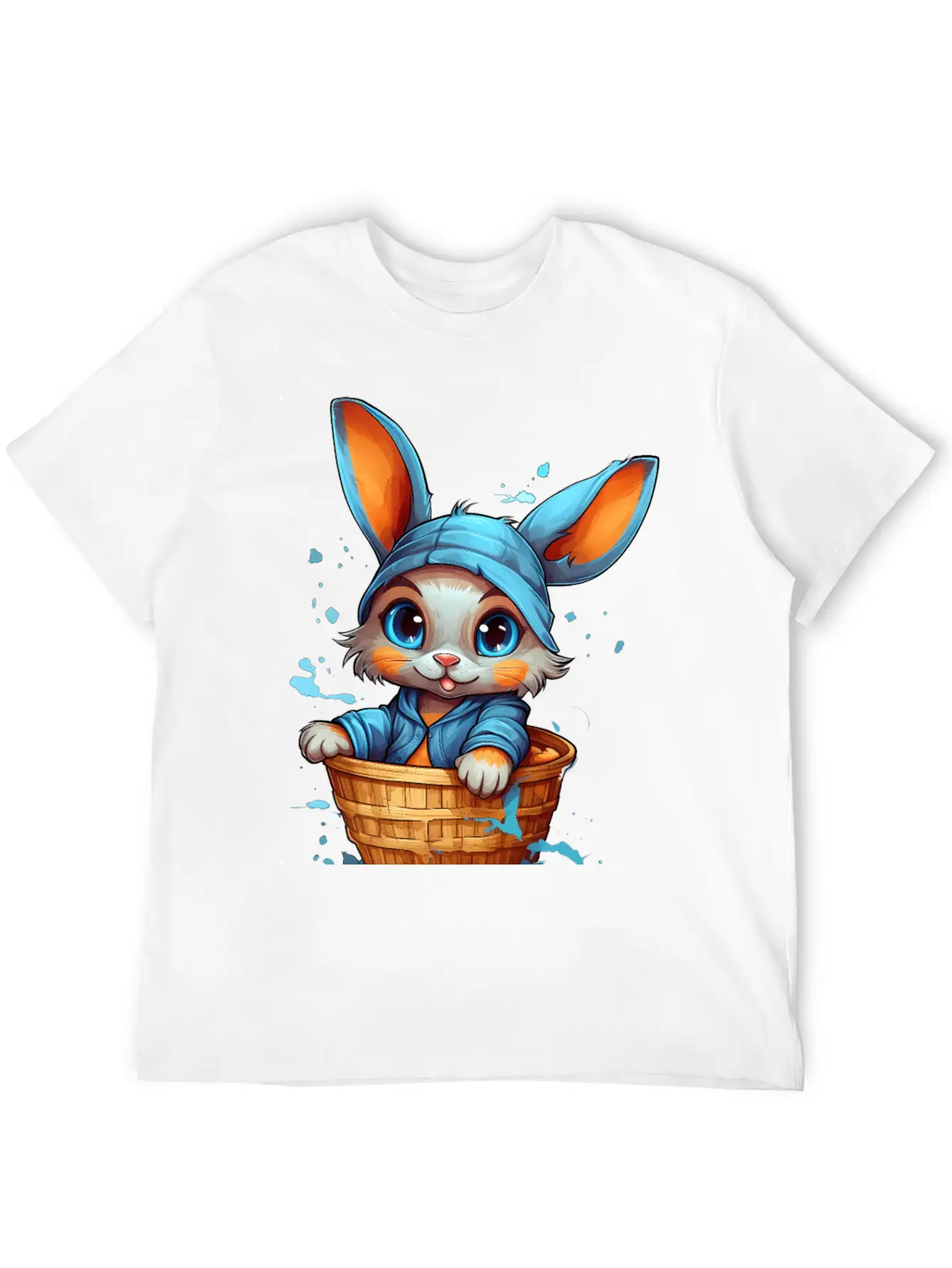 Curious Rabbit In A Basket Stylish Everyday T-Shirt – Unisex Basic Cotton Tee