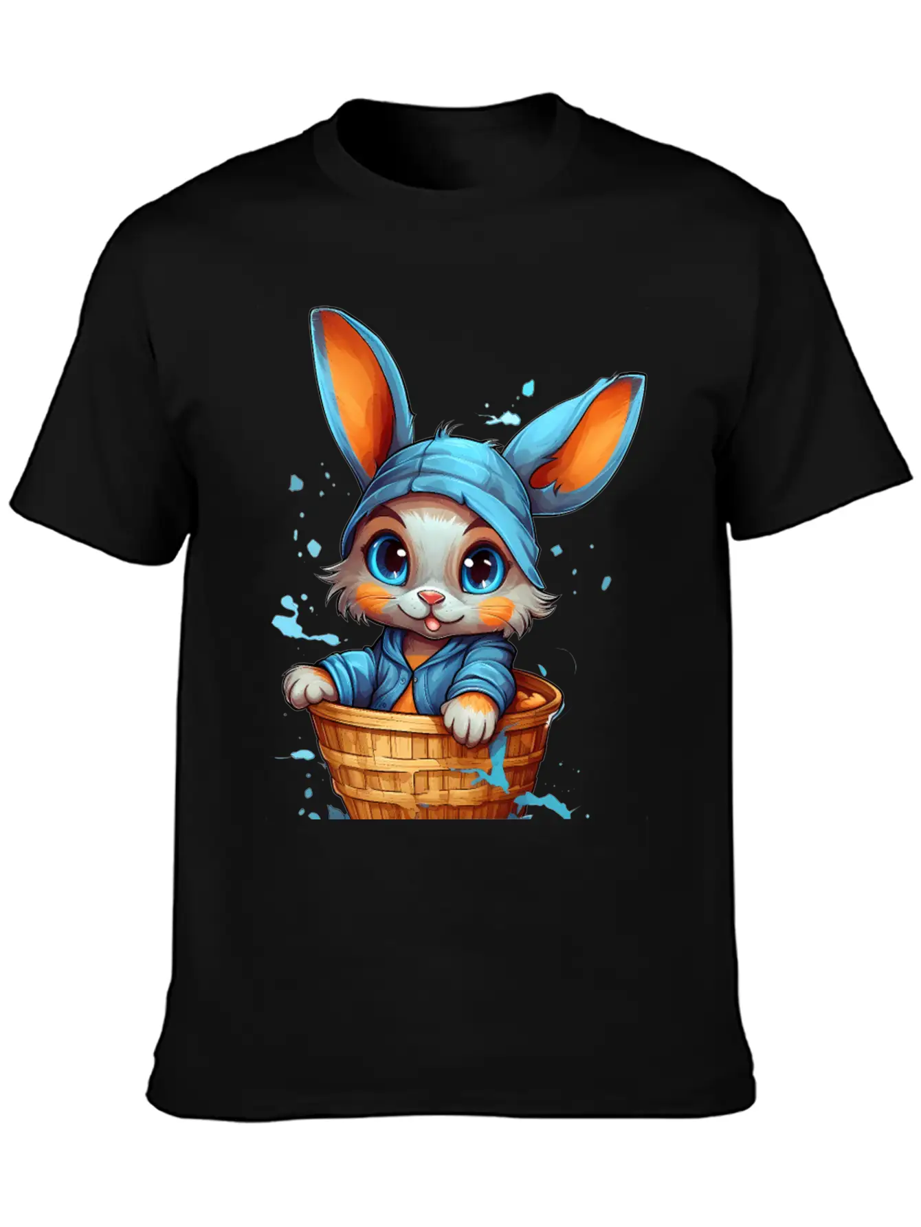 Curious Rabbit In A Basket Stylish Everyday T-Shirt – Unisex Basic Cotton Tee