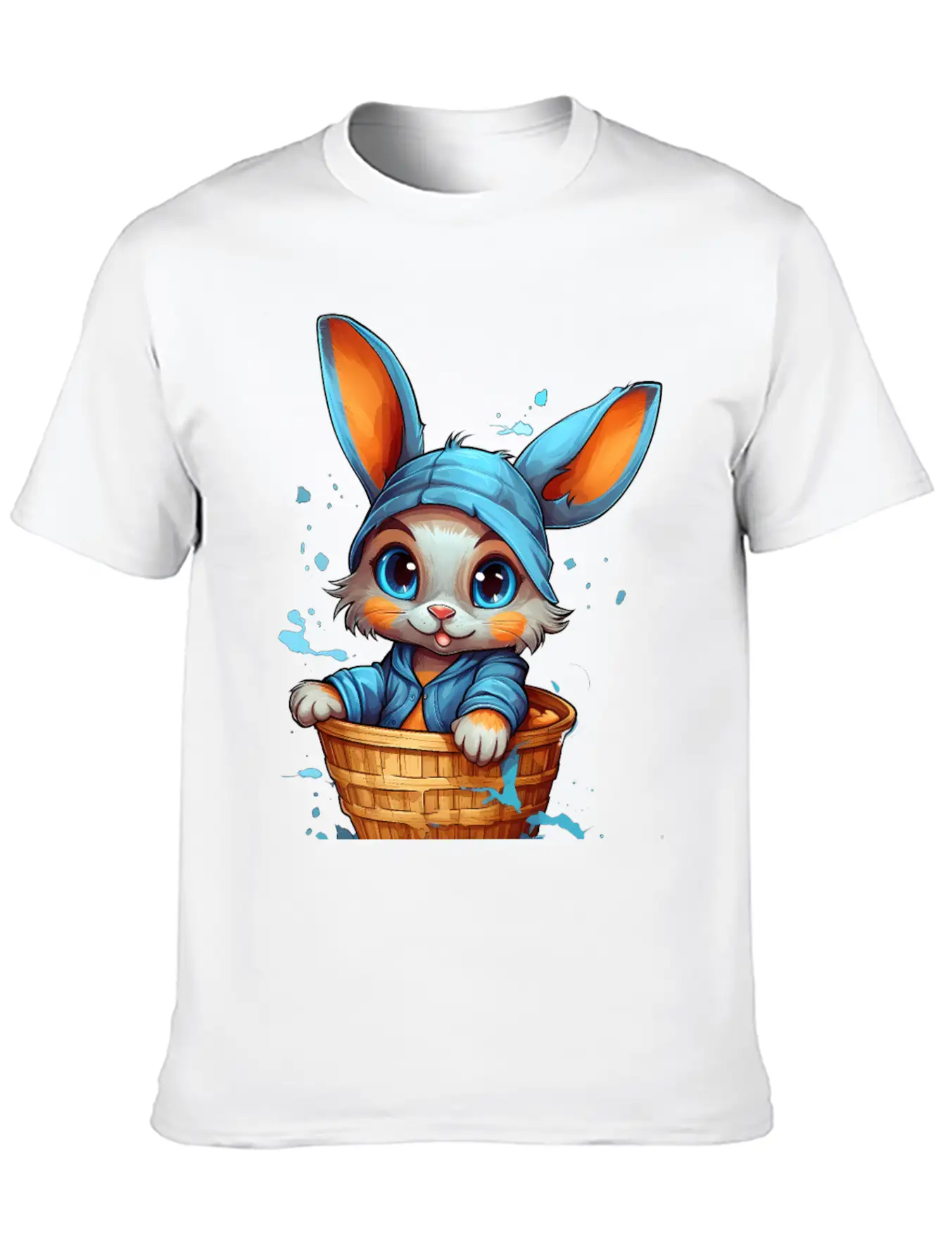 Curious Rabbit In A Basket Stylish Everyday T-Shirt – Unisex Basic Cotton Tee