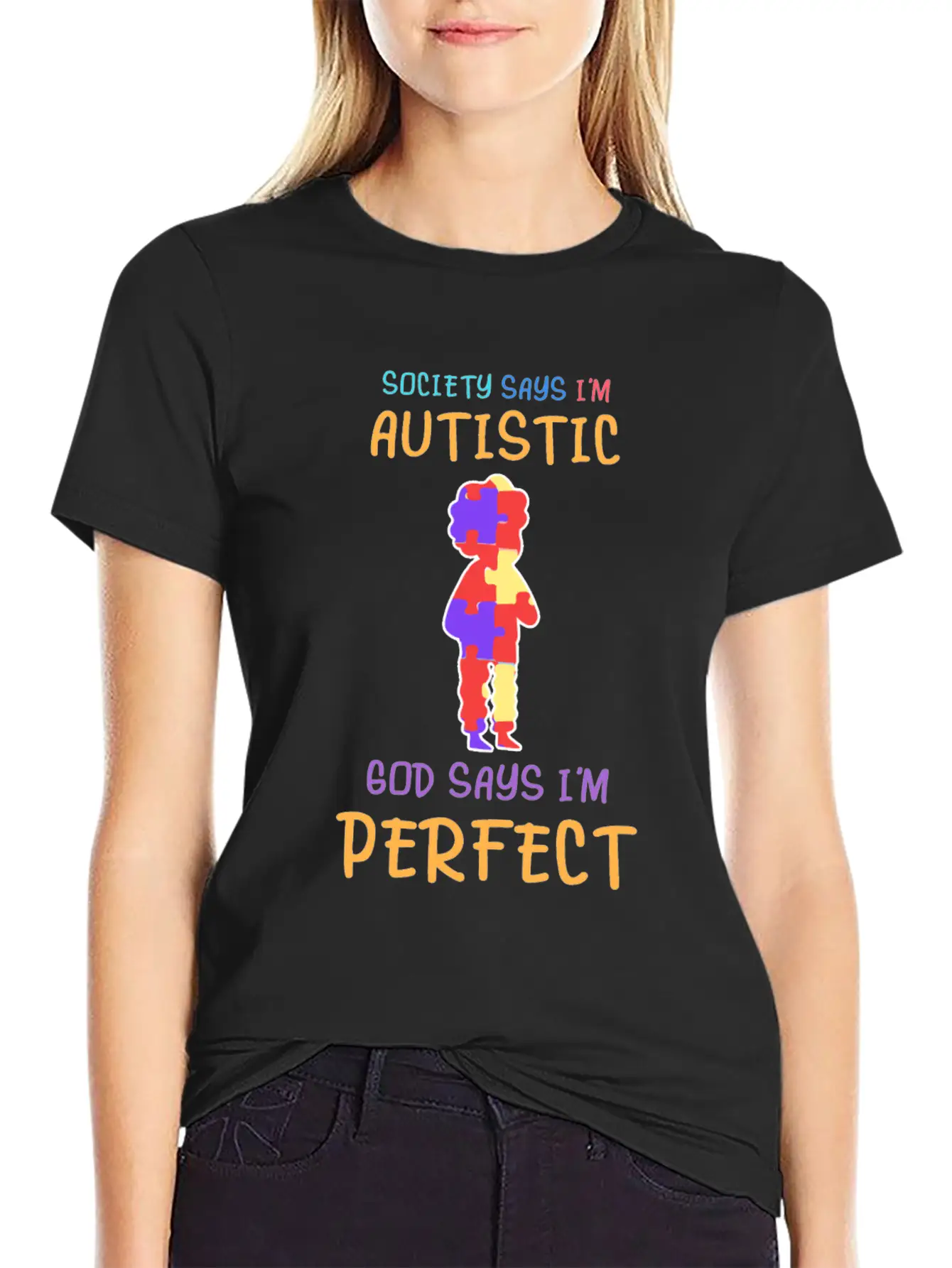 Cute Autistic Child Autism Awareness Down Syndrome Unisex Short Sleeve Soft Cotton T-Shirt – Casual Everyday Wear