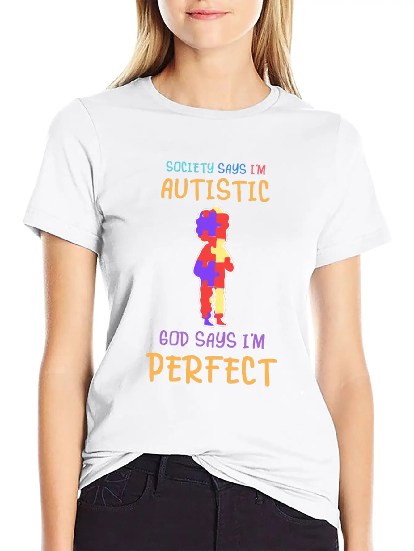 Cute Autistic Child Autism Awareness Down Syndrome Unisex Short Sleeve Soft Cotton T-Shirt – Casual Everyday Wear