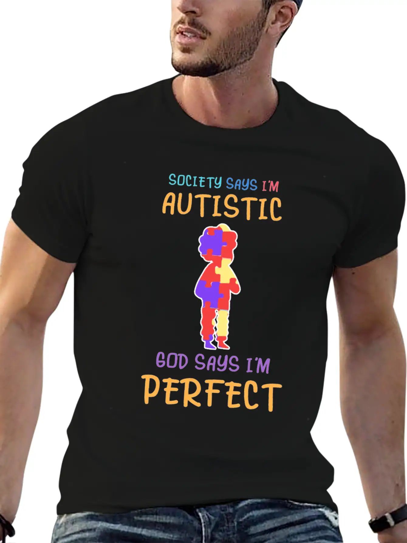 Cute Autistic Child Autism Awareness Down Syndrome Unisex Short Sleeve Soft Cotton T-Shirt – Casual Everyday Wear
