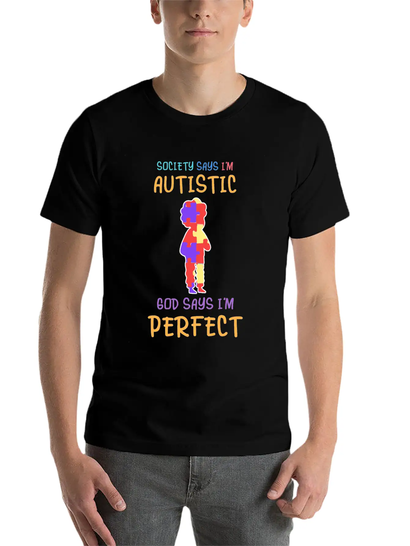 Cute Autistic Child Autism Awareness Down Syndrome Unisex Short Sleeve Soft Cotton T-Shirt – Casual Everyday Wear
