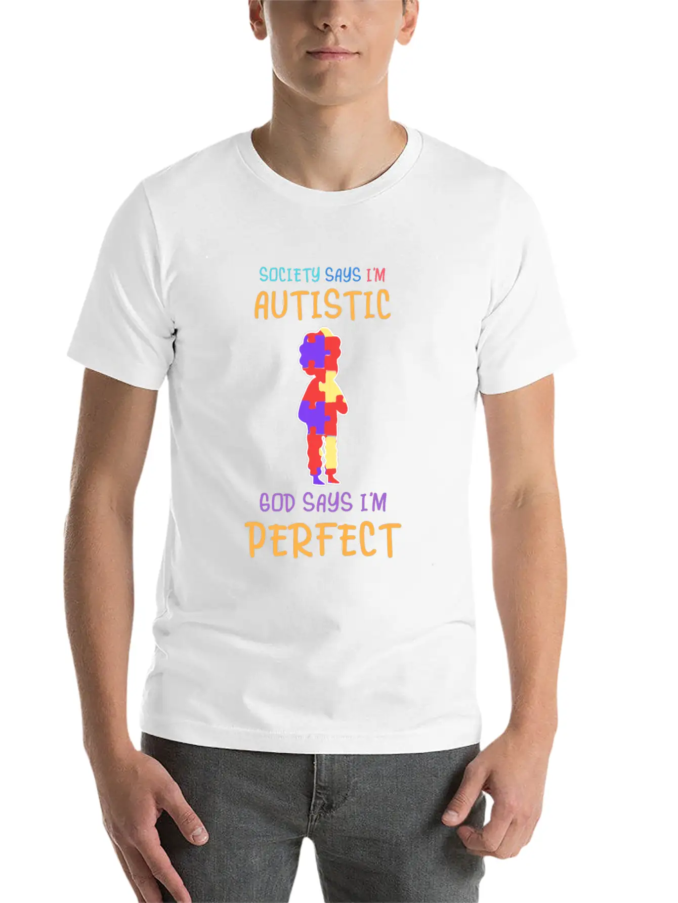 Cute Autistic Child Autism Awareness Down Syndrome Unisex Short Sleeve Soft Cotton T-Shirt – Casual Everyday Wear