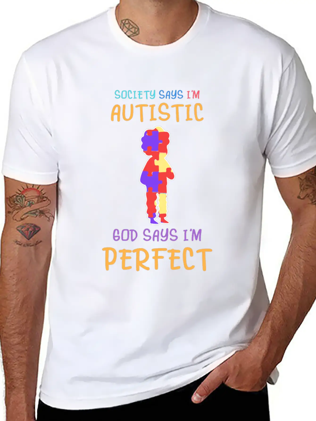 Cute Autistic Child Autism Awareness Down Syndrome Unisex Short Sleeve Soft Cotton T-Shirt – Casual Everyday Wear