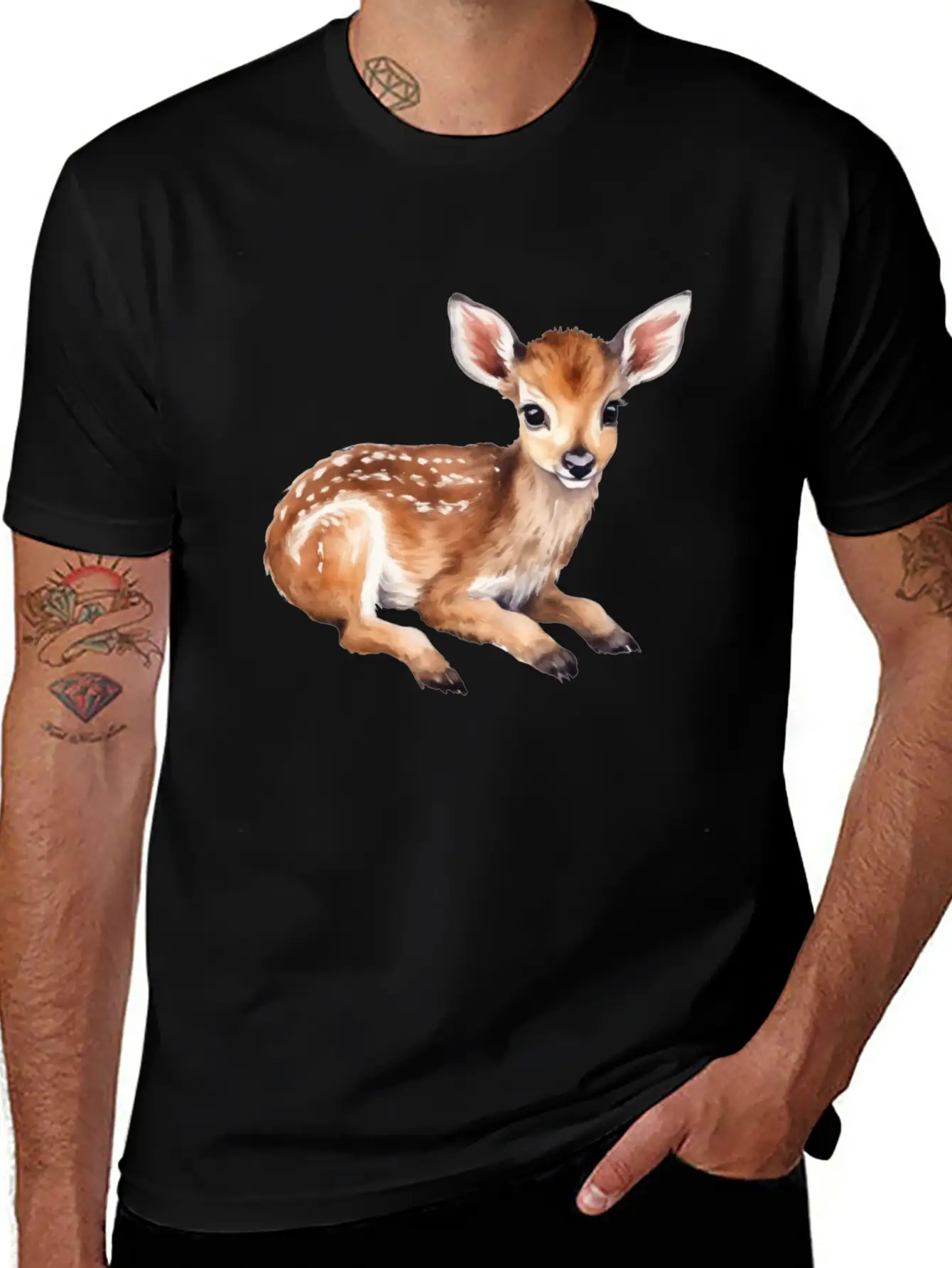 Cute Baby Deer Fawn Unisex Short Sleeve Soft Cotton T-Shirt – Casual Everyday Wear