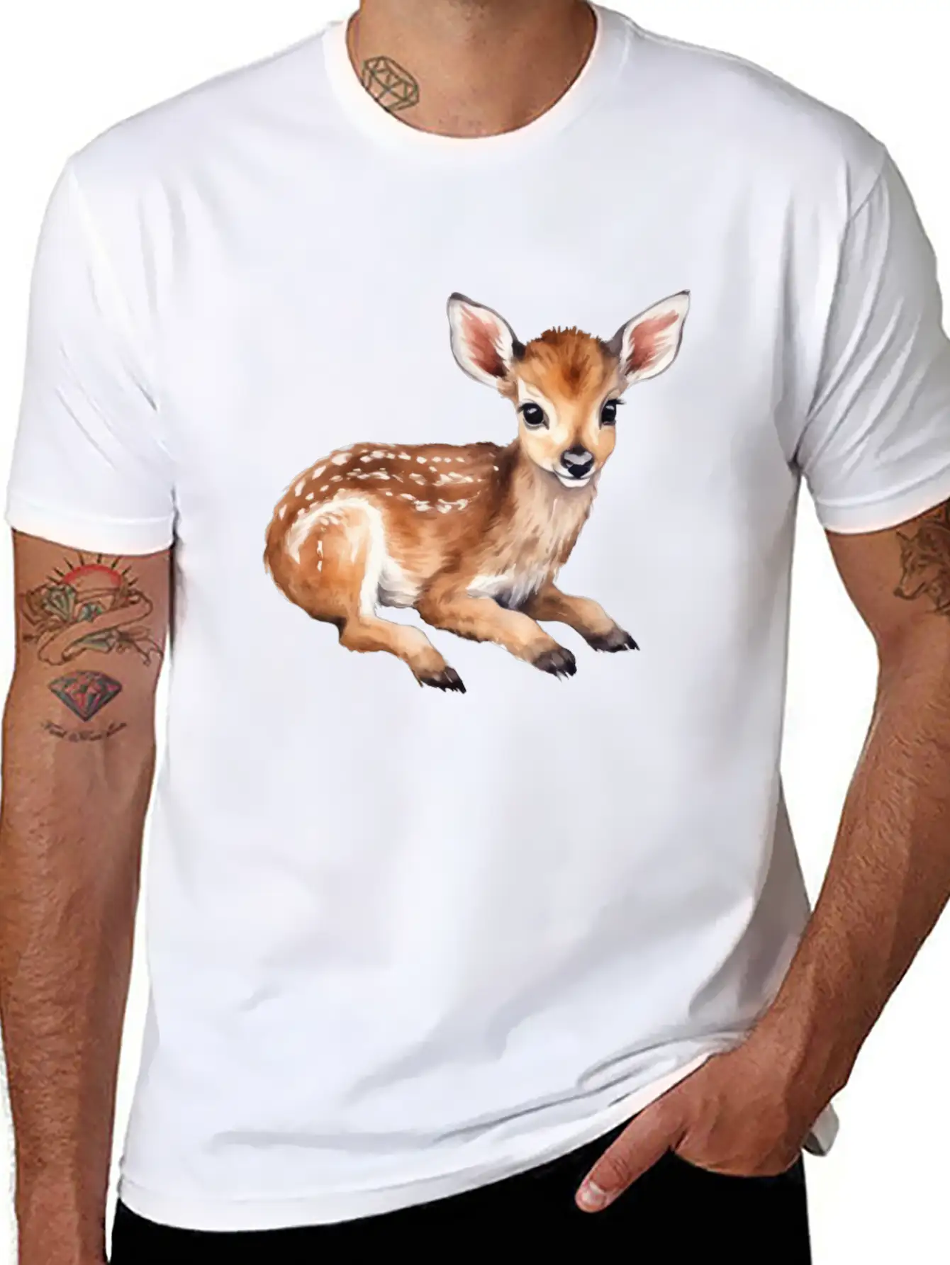 Cute Baby Deer Fawn Unisex Short Sleeve Soft Cotton T-Shirt – Casual Everyday Wear