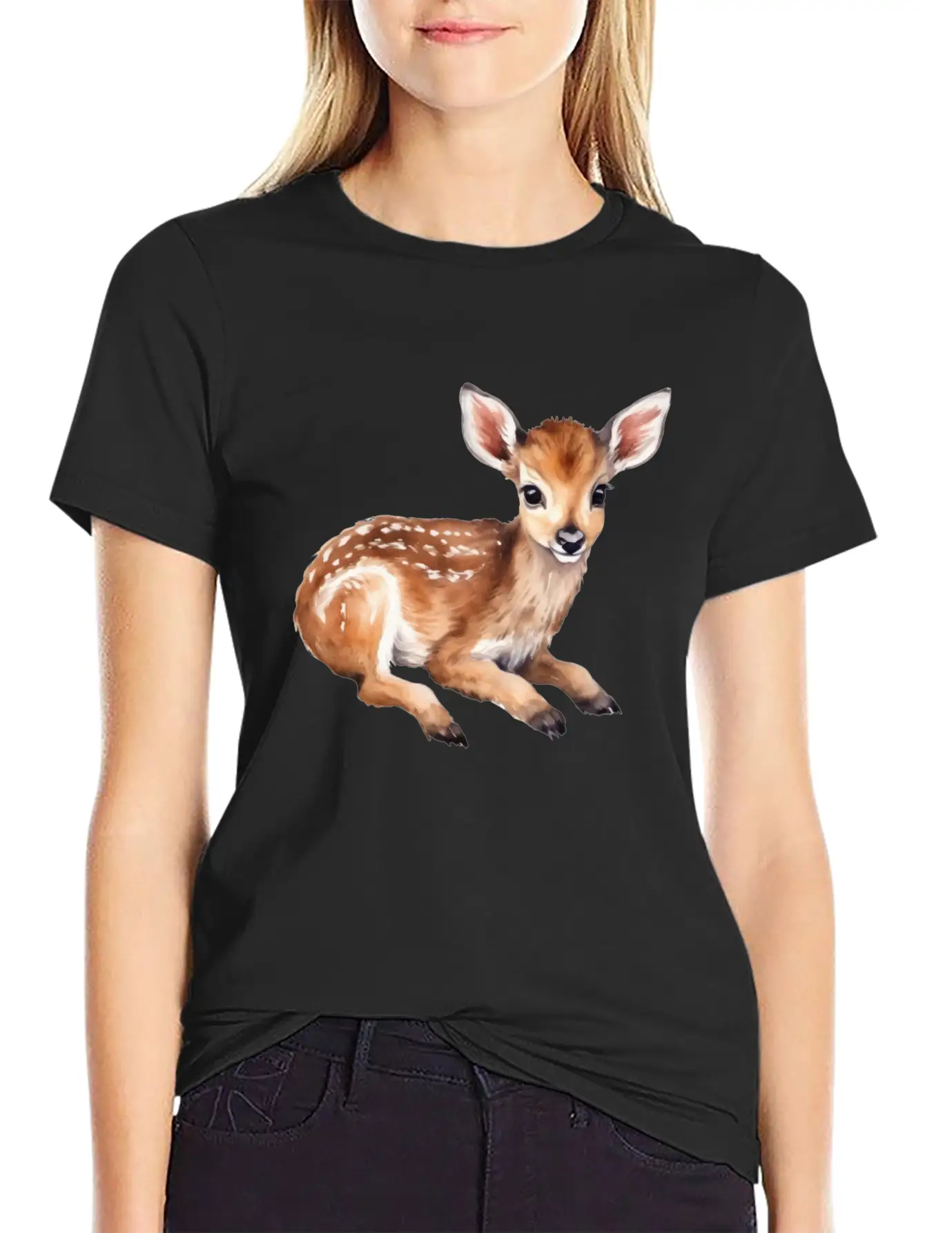 Cute Baby Deer Fawn Unisex Short Sleeve Soft Cotton T-Shirt – Casual Everyday Wear