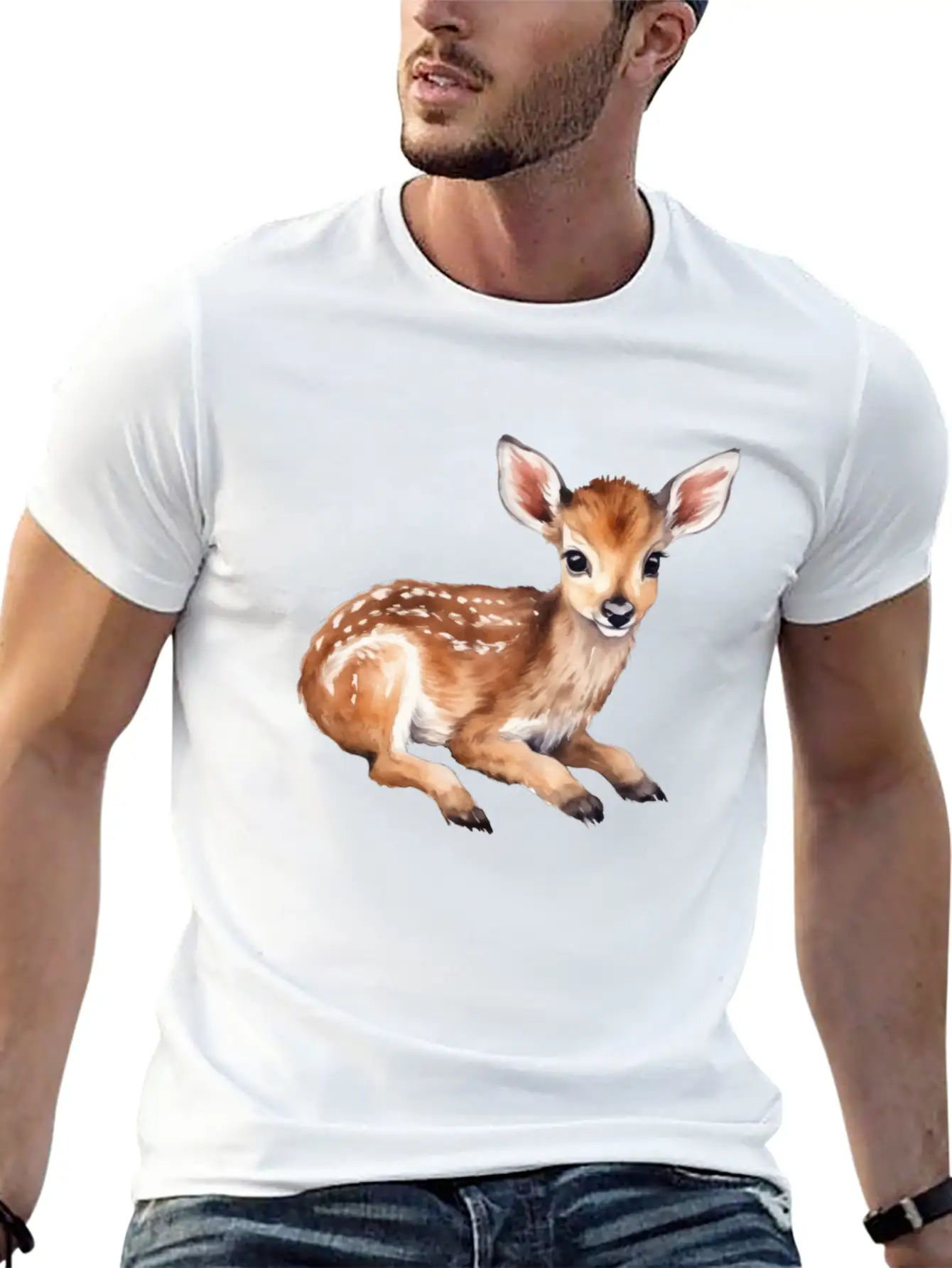 Cute Baby Deer Fawn Unisex Short Sleeve Soft Cotton T-Shirt – Casual Everyday Wear