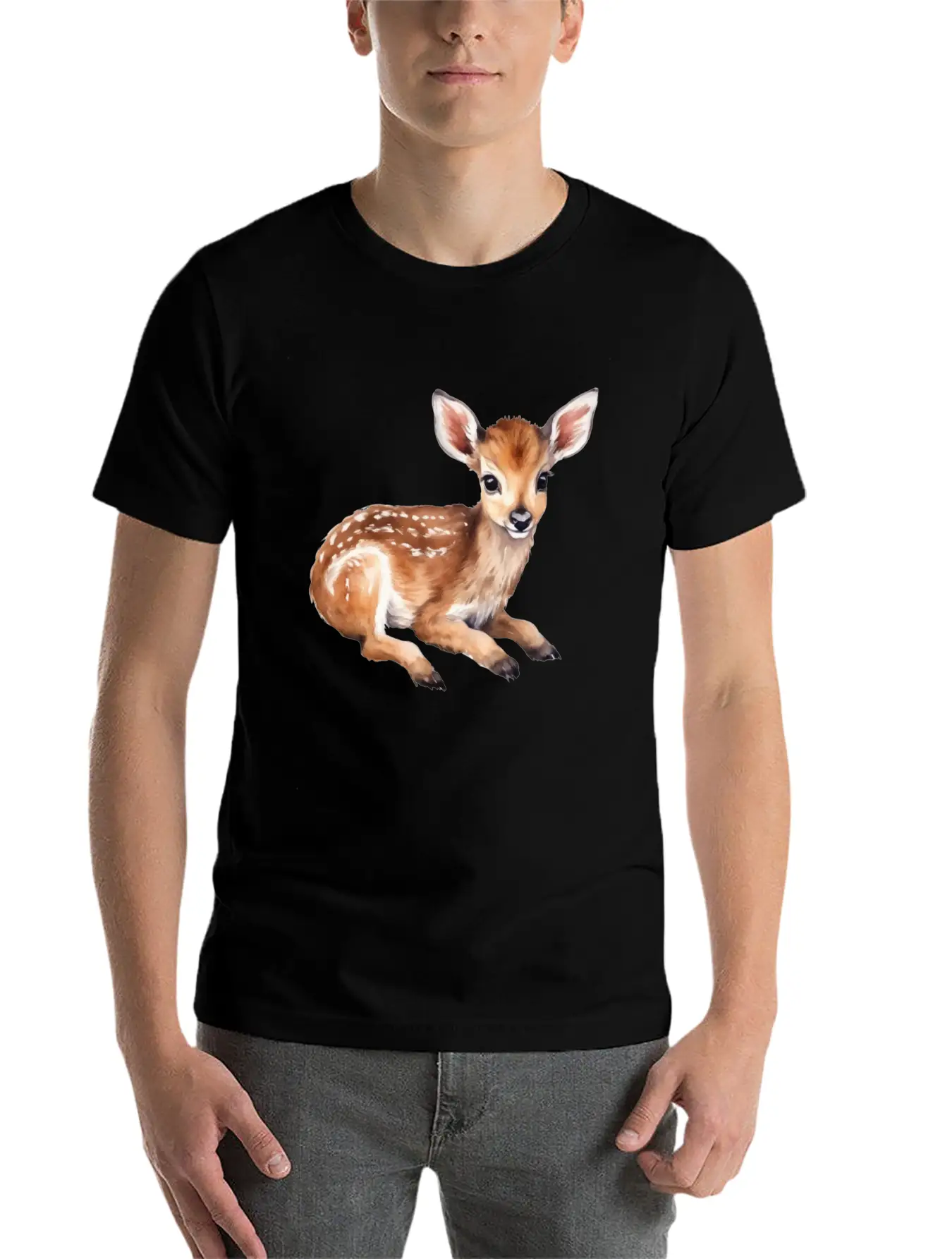 Cute Baby Deer Fawn Unisex Short Sleeve Soft Cotton T-Shirt – Casual Everyday Wear