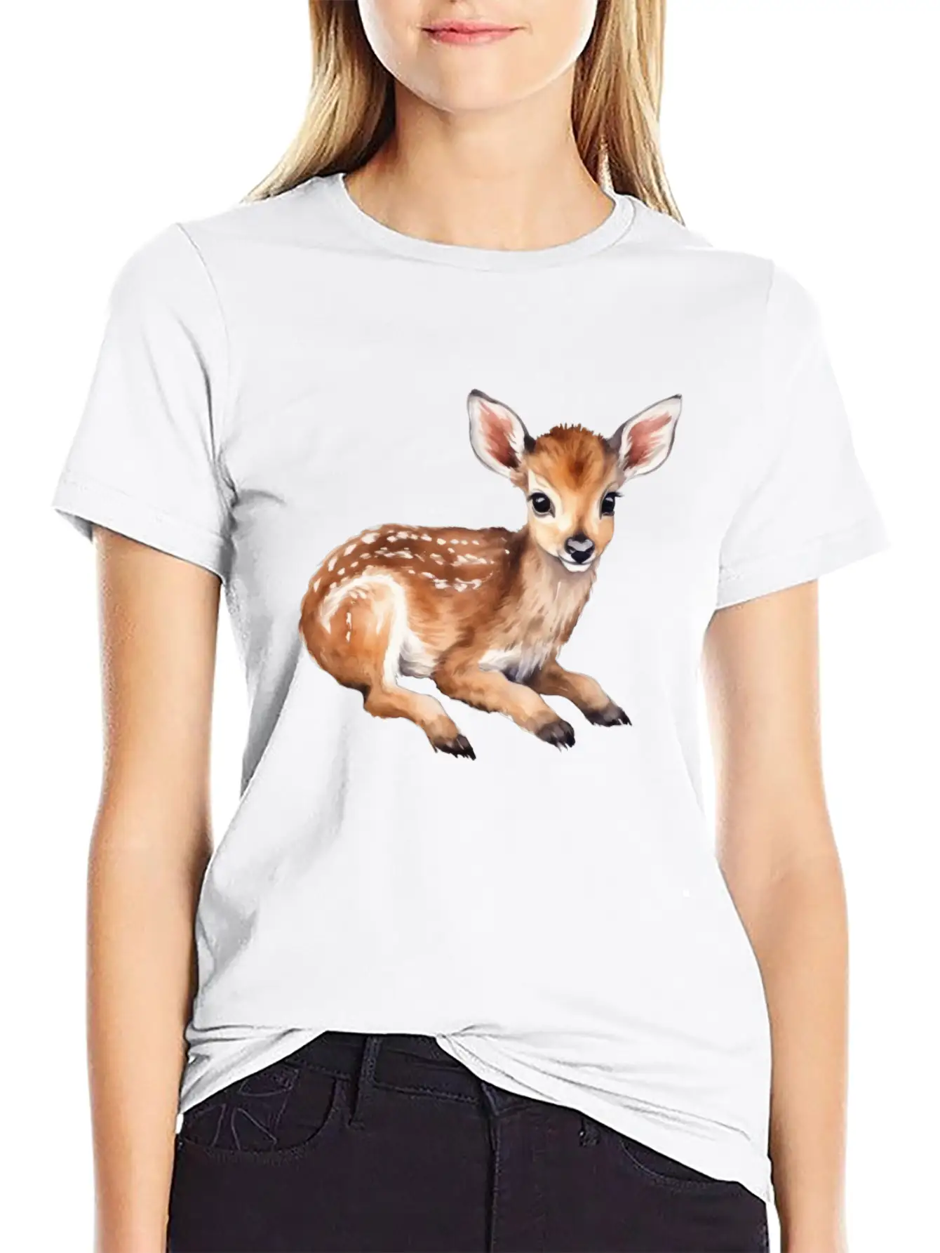 Cute Baby Deer Fawn Unisex Short Sleeve Soft Cotton T-Shirt – Casual Everyday Wear