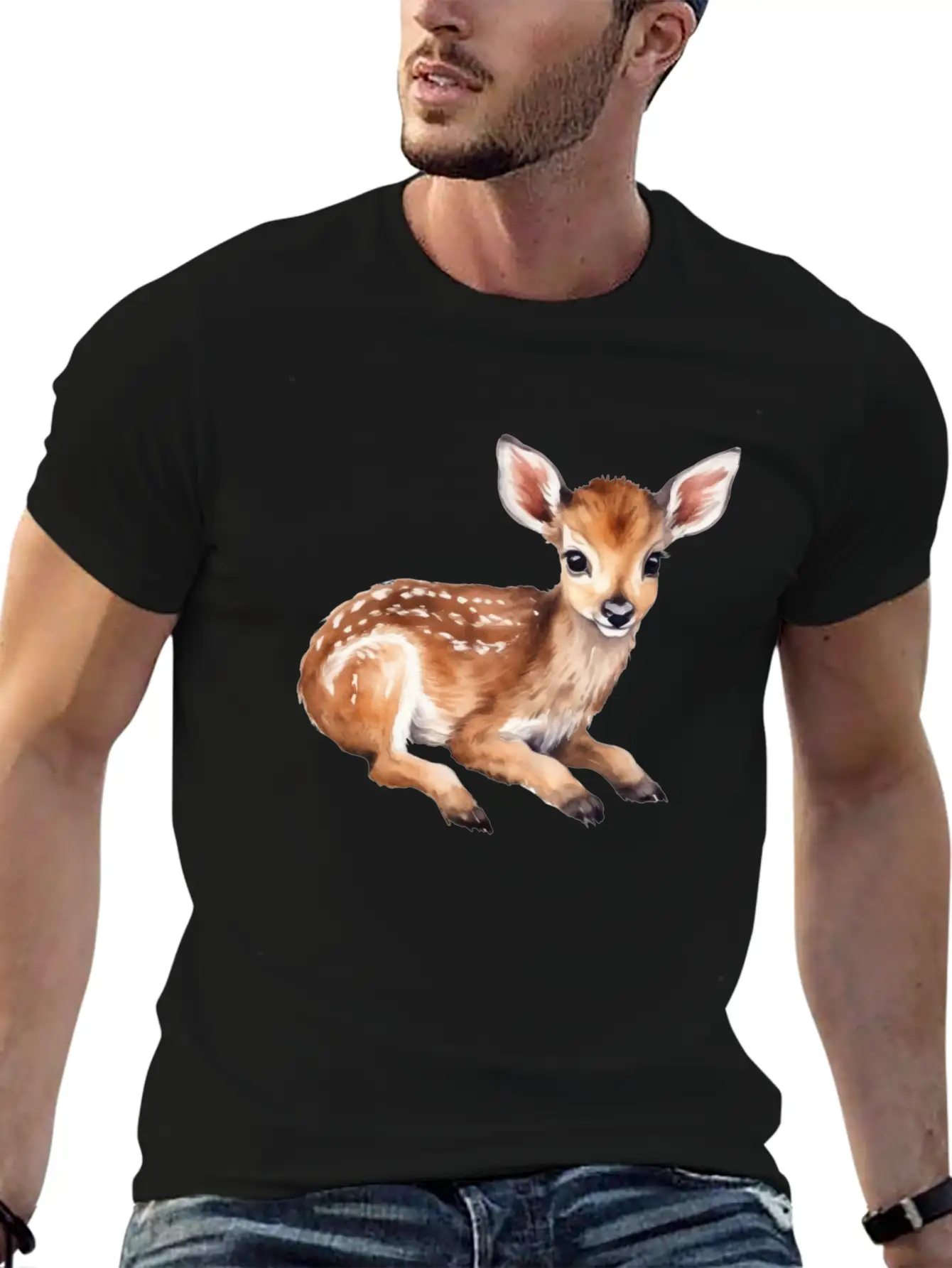 Cute Baby Deer Fawn Unisex Short Sleeve Soft Cotton T-Shirt – Casual Everyday Wear