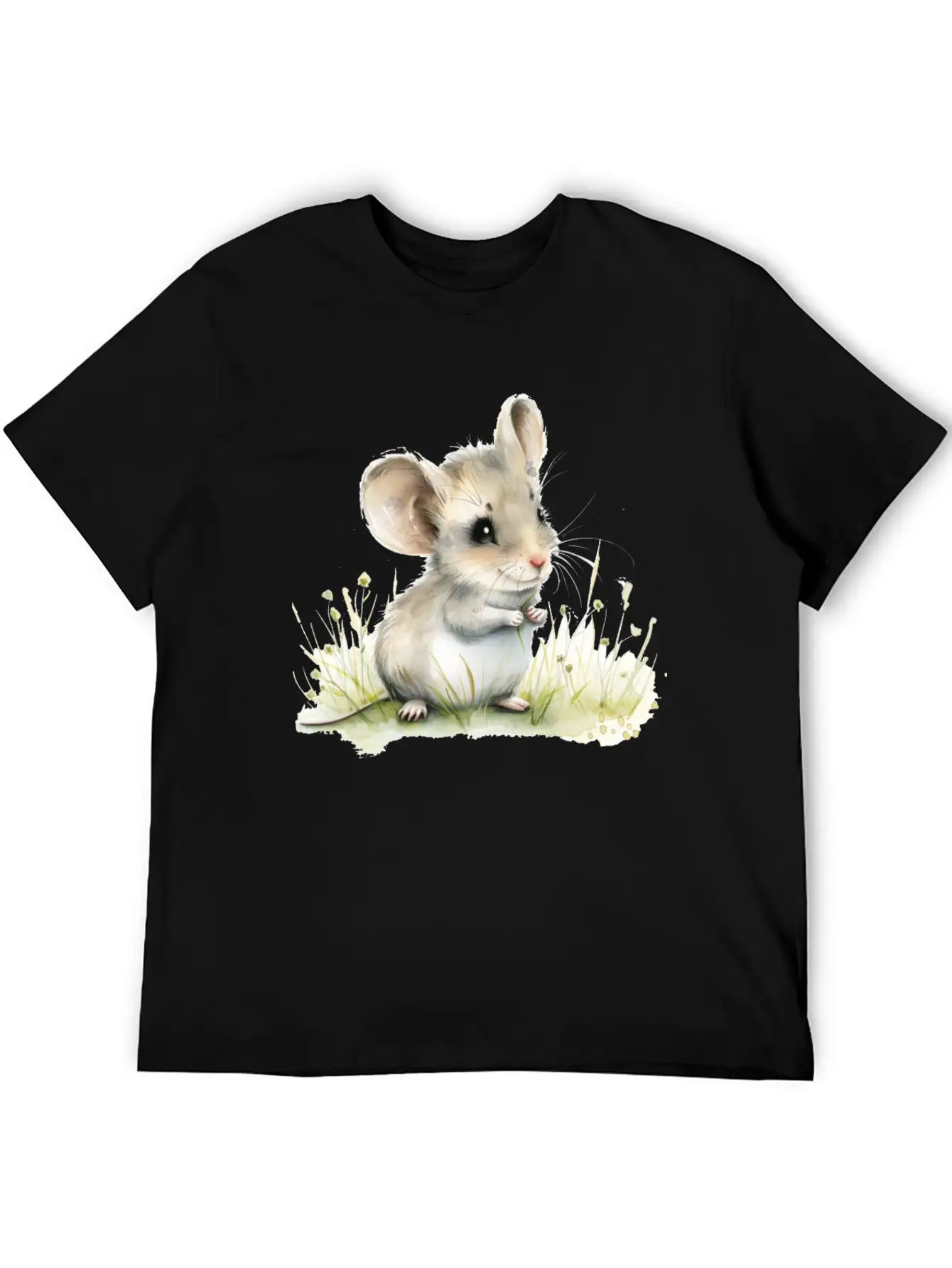 Cute Baby Mouse Watercolor Unisex Short Sleeve Soft Cotton T-Shirt – Casual Everyday Wear