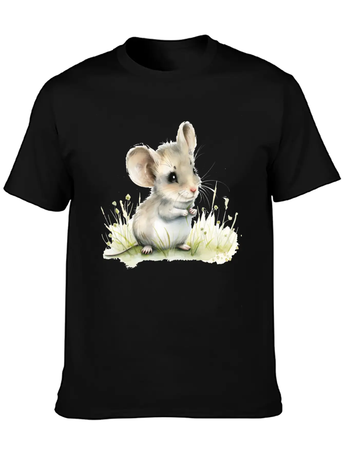 Cute Baby Mouse Watercolor Unisex Short Sleeve Soft Cotton T-Shirt – Casual Everyday Wear