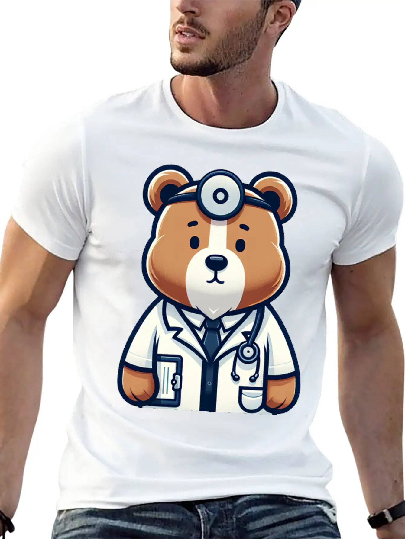 Cute Bear Doctor Stylish Everyday T-Shirt – Unisex Basic Cotton Tee