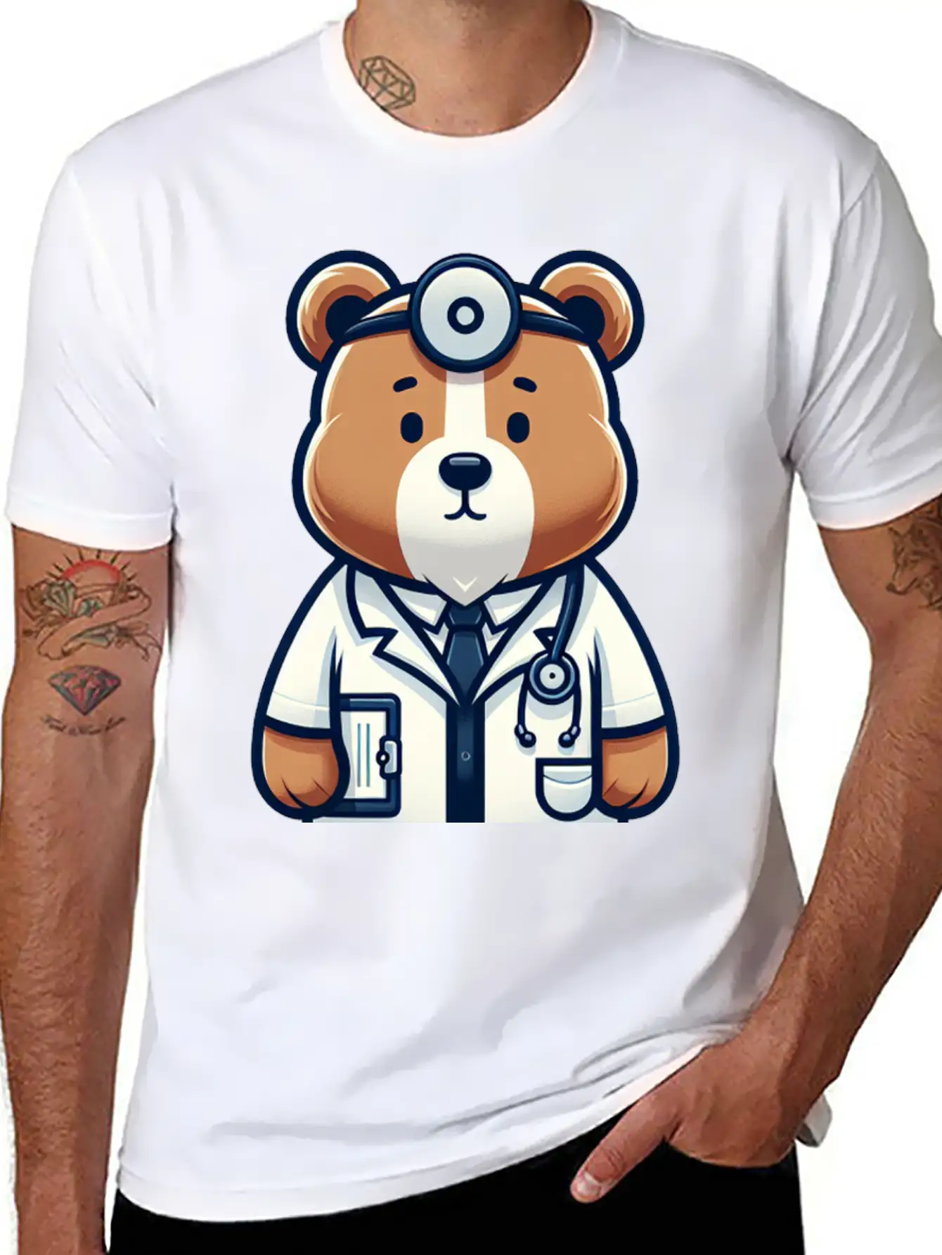 Cute Bear Doctor Stylish Everyday T-Shirt – Unisex Basic Cotton Tee