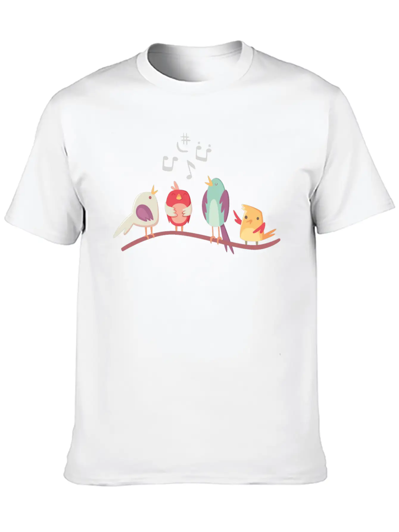 Cute Birds Singing Stylish Everyday T-Shirt – Unisex Basic Cotton Tee