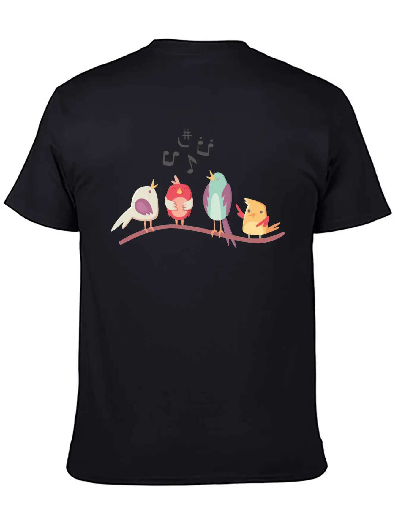 Cute Birds Singing Stylish Everyday T-Shirt – Unisex Basic Cotton Tee