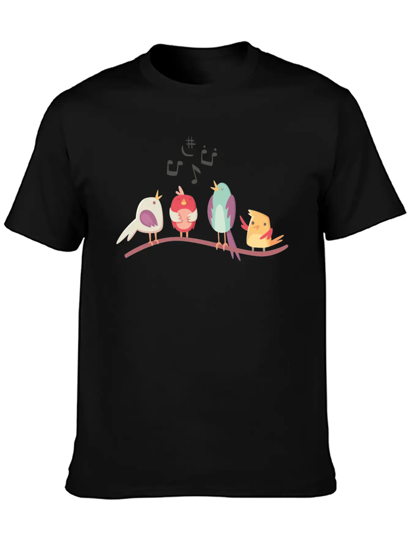 Cute Birds Singing Stylish Everyday T-Shirt – Unisex Basic Cotton Tee