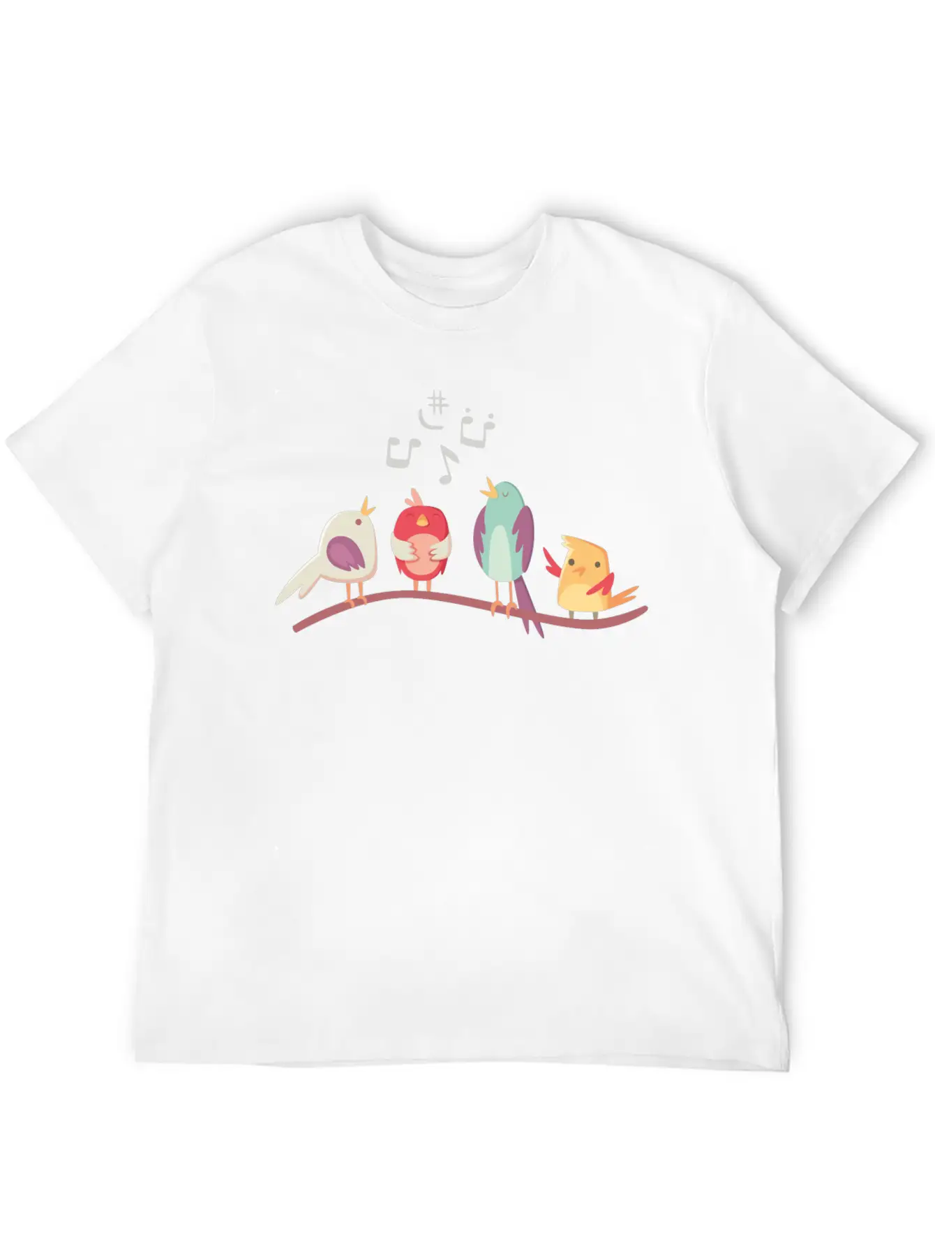 Cute Birds Singing Stylish Everyday T-Shirt – Unisex Basic Cotton Tee