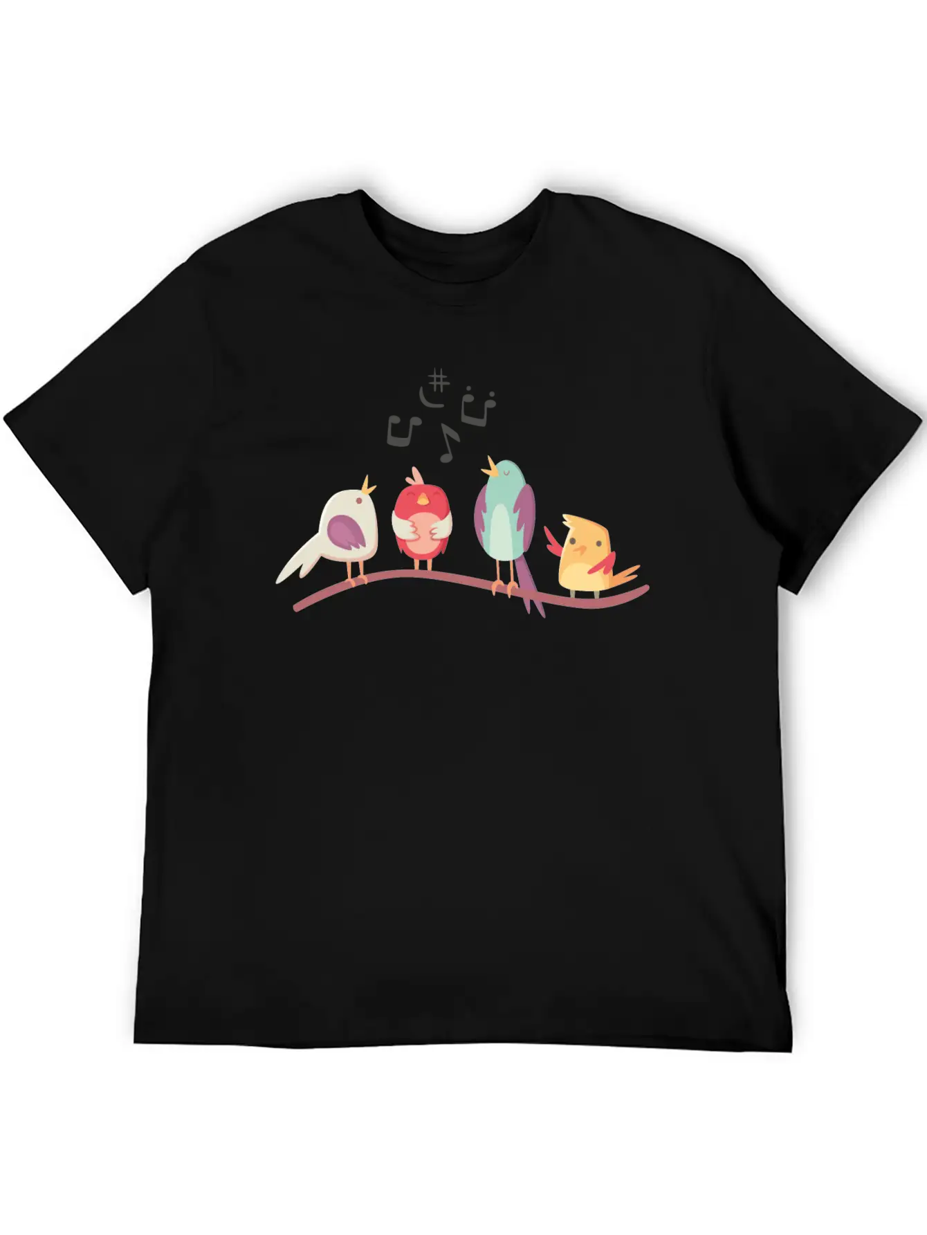 Cute Birds Singing Stylish Everyday T-Shirt – Unisex Basic Cotton Tee