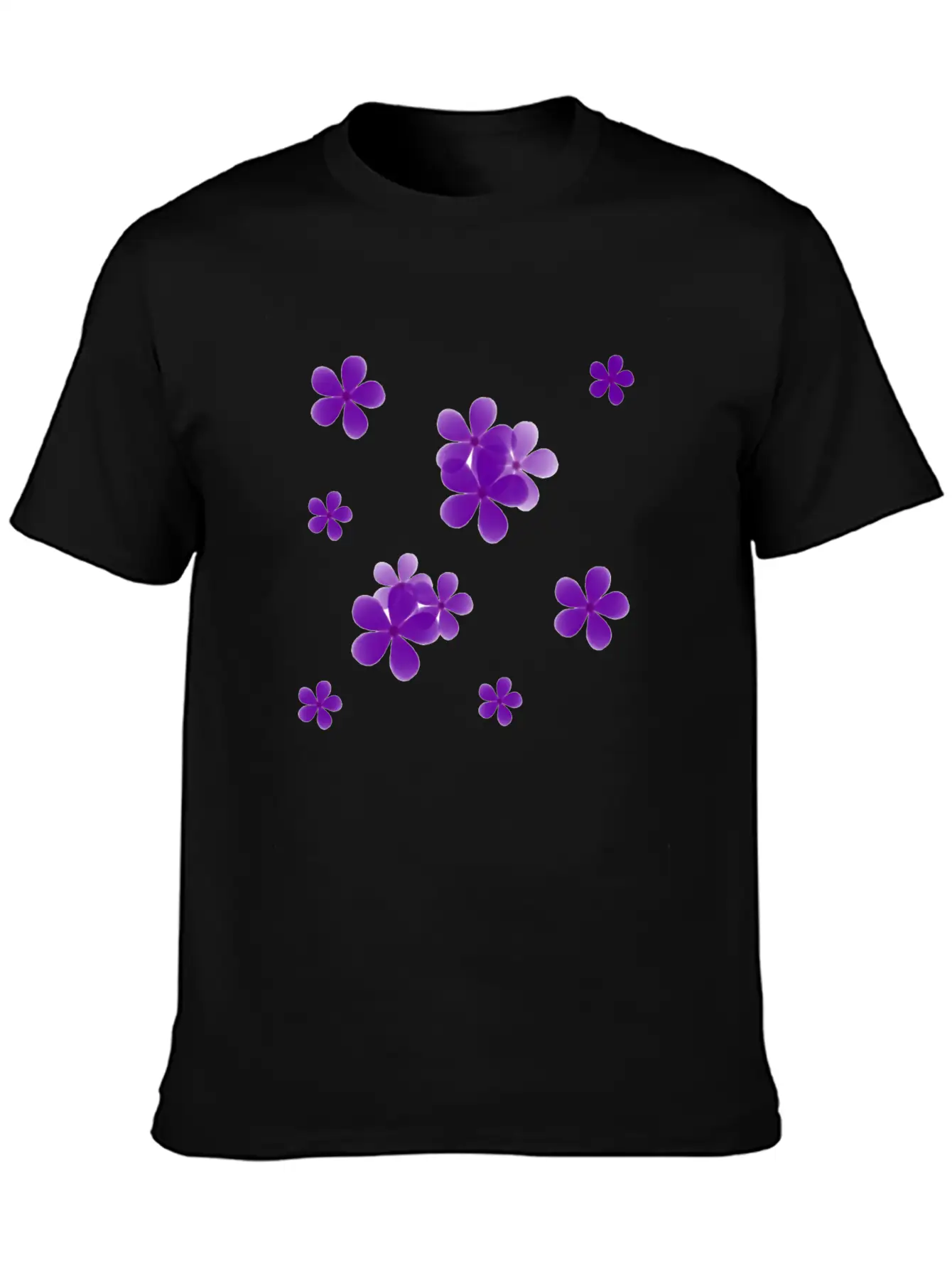 Cute Blue Flowers Basic Graphic T-Shirt – Daily Comfort In Soft Cotton