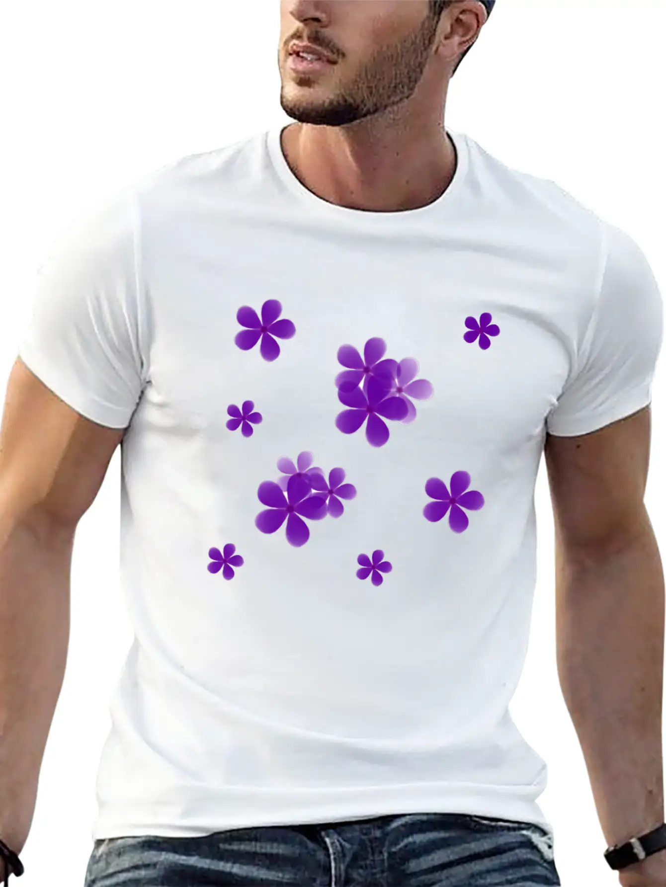 Cute Blue Flowers Basic Graphic T-Shirt – Daily Comfort In Soft Cotton