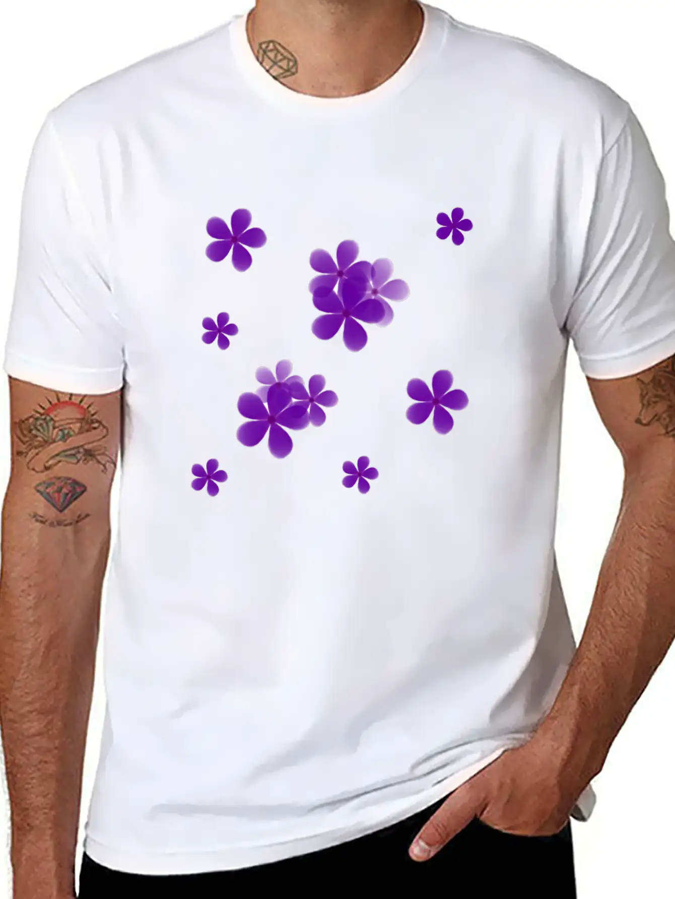 Cute Blue Flowers Basic Graphic T-Shirt – Daily Comfort In Soft Cotton