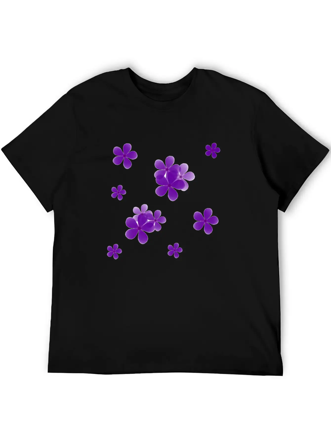 Cute Blue Flowers Basic Graphic T-Shirt – Daily Comfort In Soft Cotton