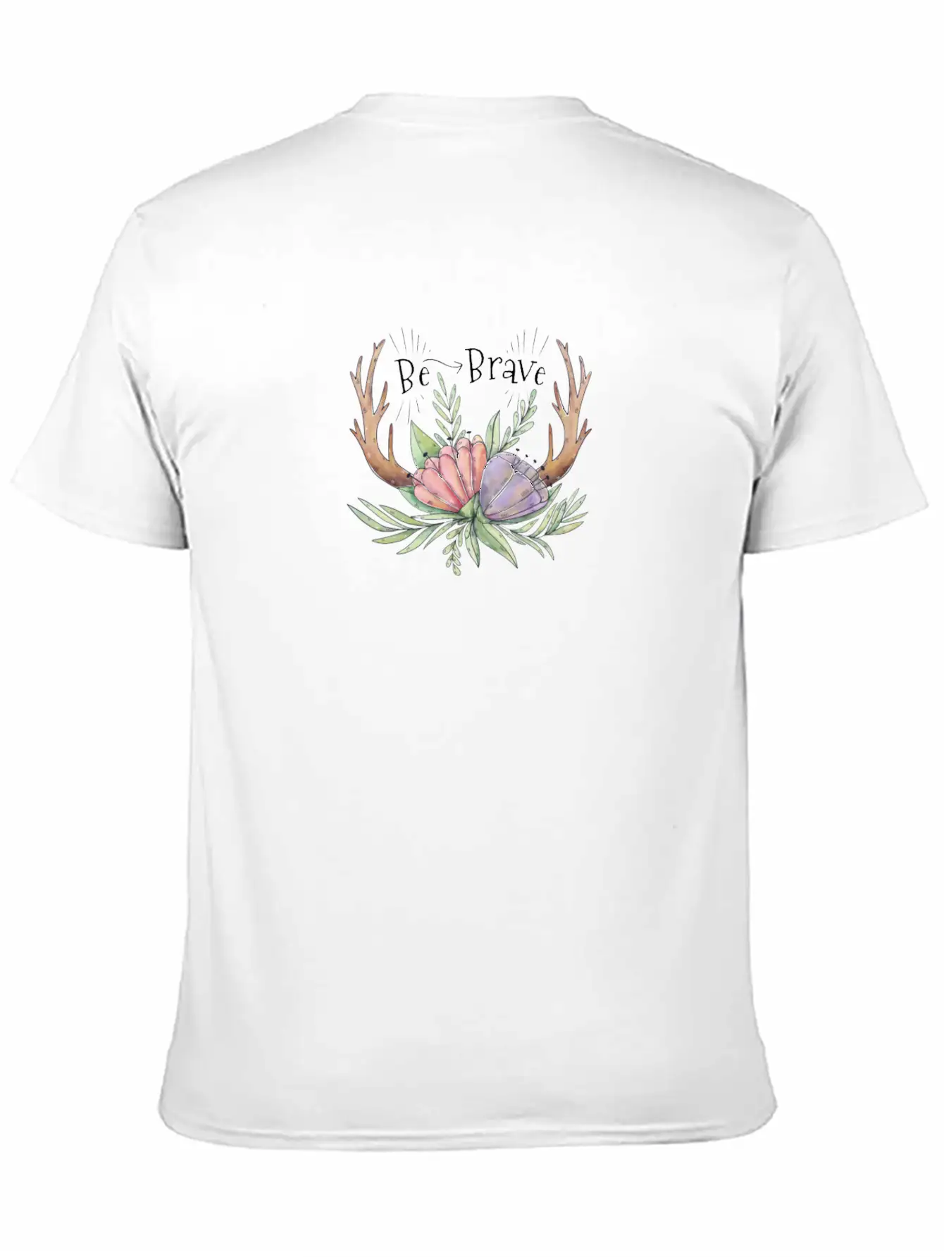 Cute Boho Horns With Purple And Pink Flowers Quote Stylish Everyday T-Shirt – Unisex Basic Cotton Tee