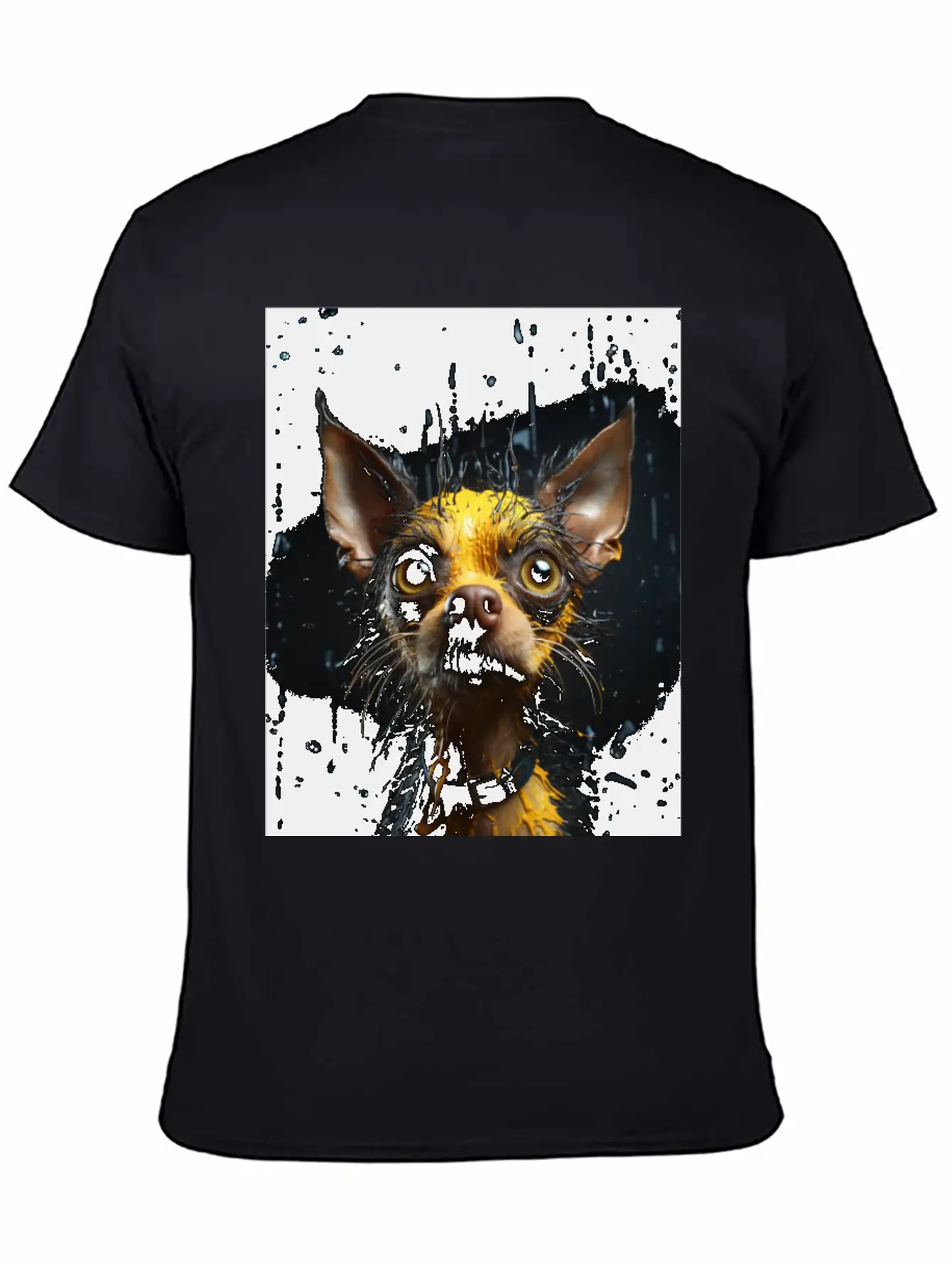 Cute Chihuahua In Yellow Surreal Rain Stylish Everyday T-Shirt – Unisex Basic Cotton Tee