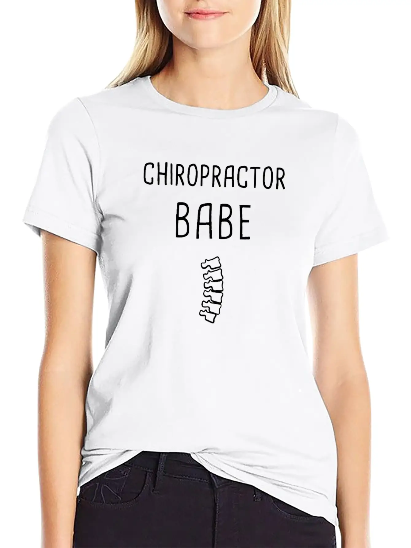 Cute Chiropractor Babe Graphic Timeless Short Sleeve Tee – Comfy And Minimalist Design