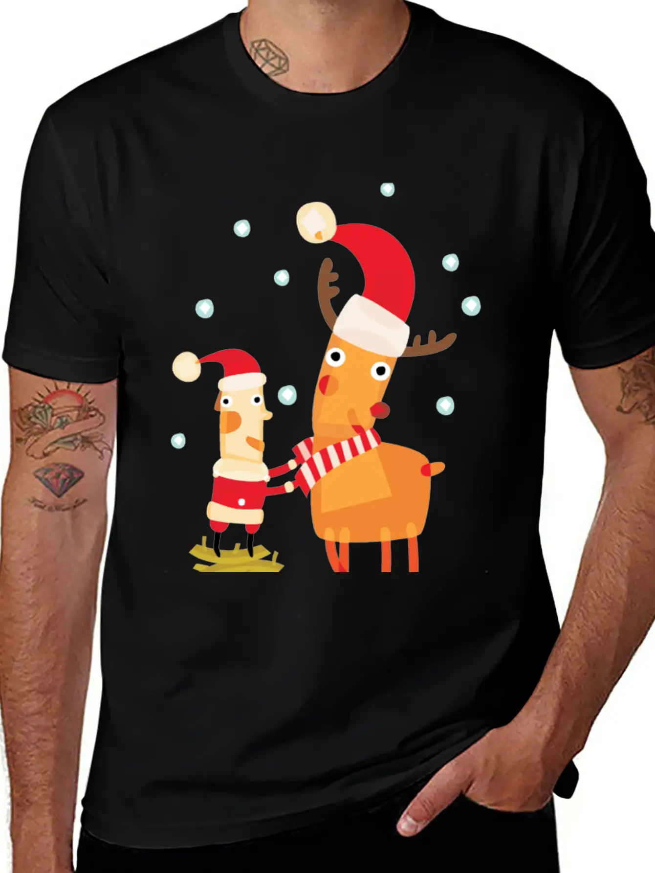 Cute Christmas Party Character Basic Graphic T-Shirt – Daily Comfort In Soft Cotton