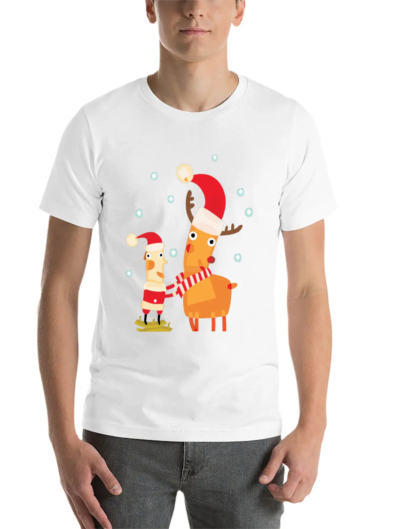 Cute Christmas Party Character Basic Graphic T-Shirt – Daily Comfort In Soft Cotton