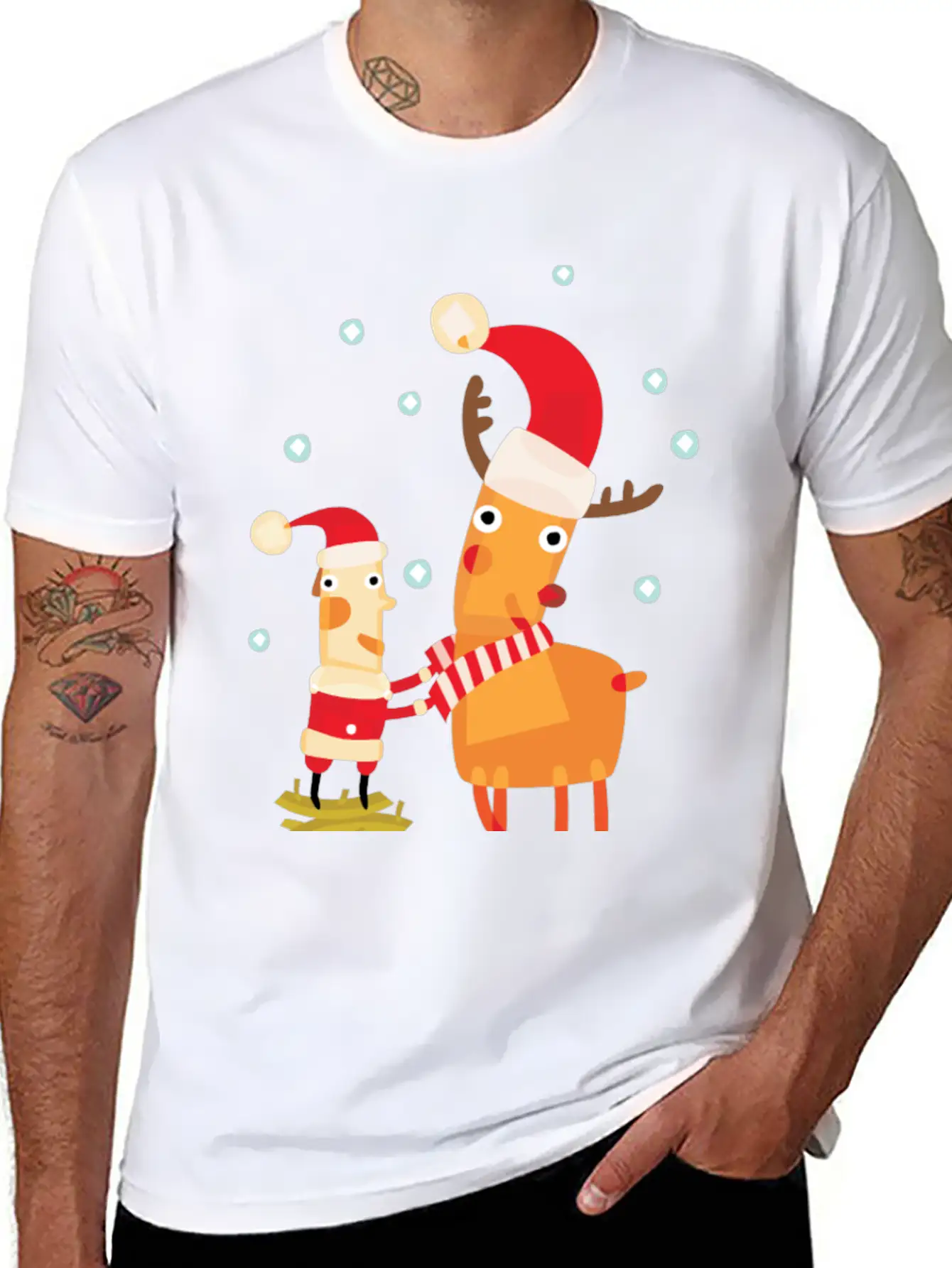 Cute Christmas Party Character Basic Graphic T-Shirt – Daily Comfort In Soft Cotton