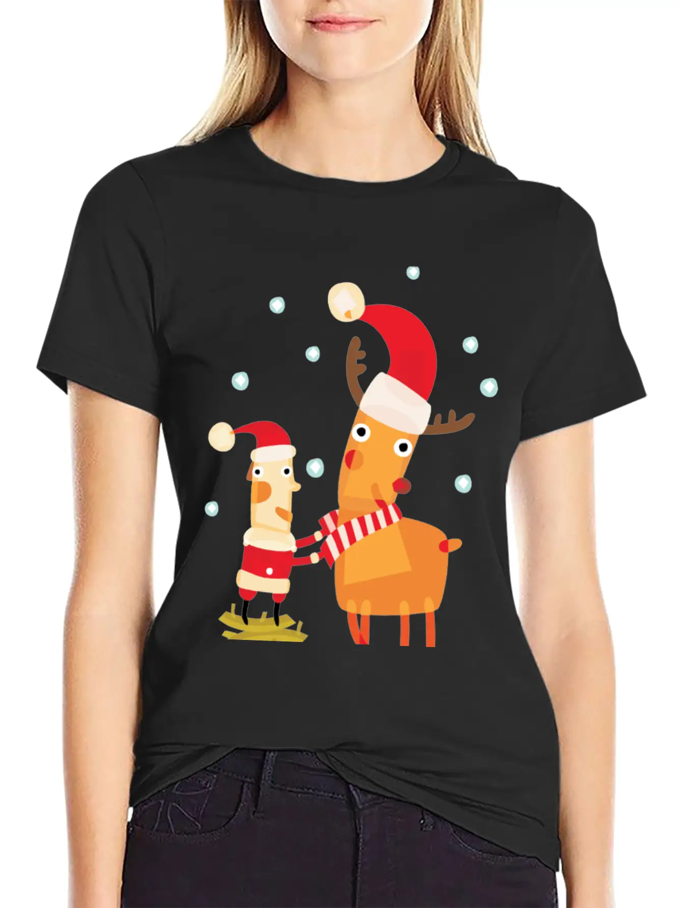 Cute Christmas Party Character Basic Graphic T-Shirt – Daily Comfort In Soft Cotton