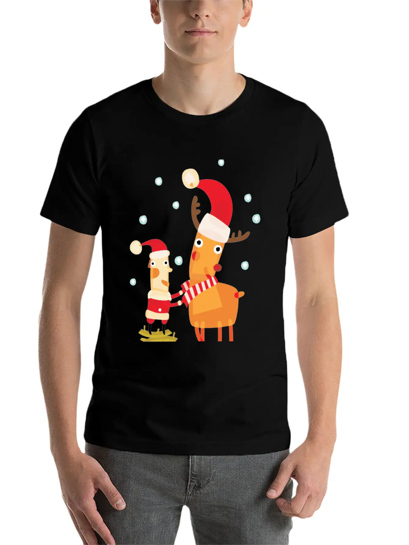 Cute Christmas Party Character Basic Graphic T-Shirt – Daily Comfort In Soft Cotton