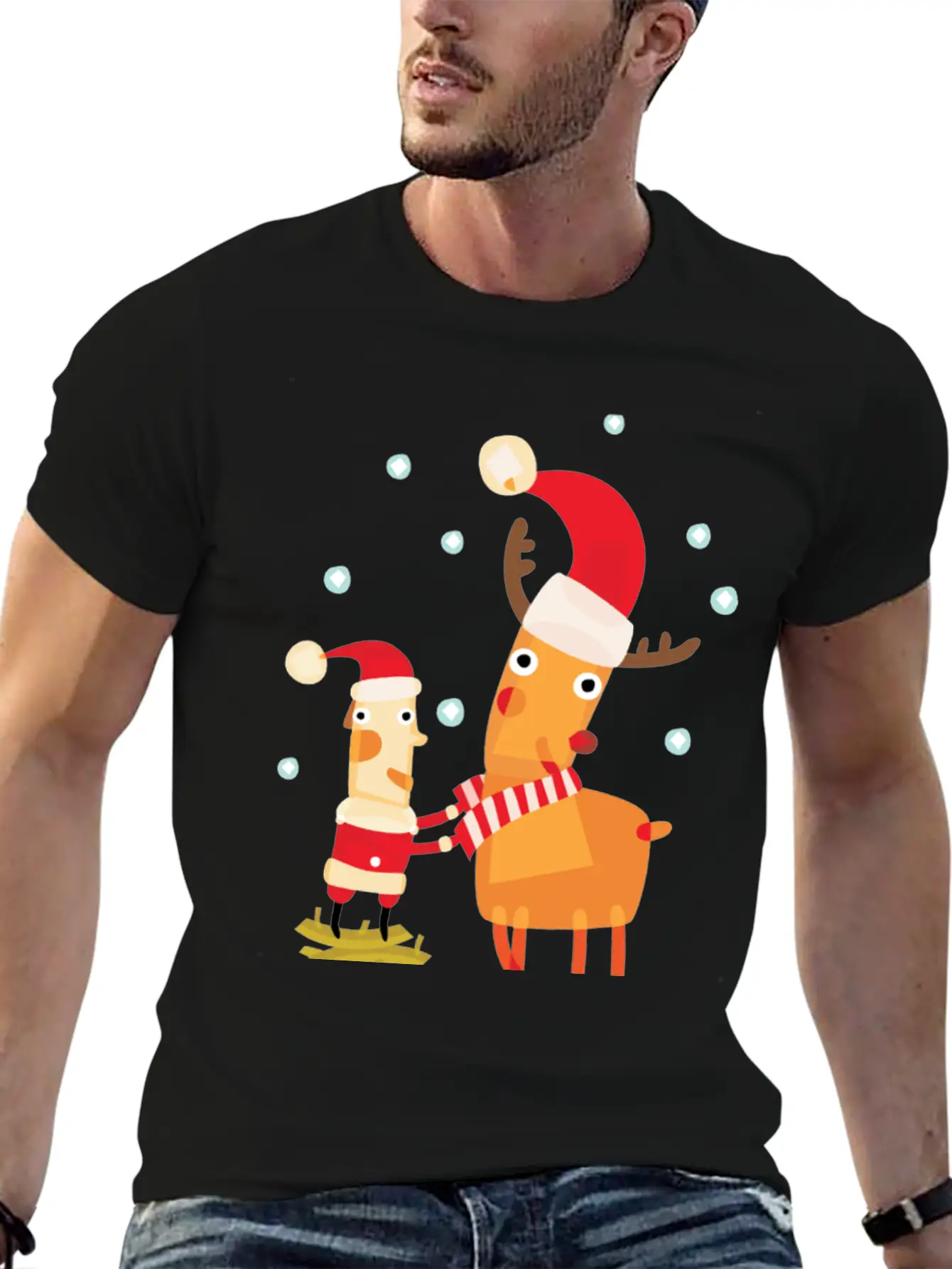 Cute Christmas Party Character Basic Graphic T-Shirt – Daily Comfort In Soft Cotton