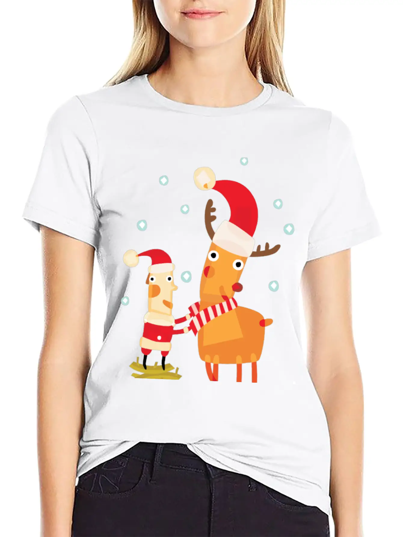Cute Christmas Party Character Basic Graphic T-Shirt – Daily Comfort In Soft Cotton