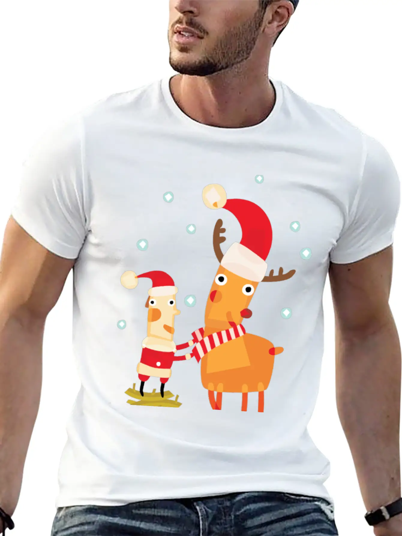 Cute Christmas Party Character Basic Graphic T-Shirt – Daily Comfort In Soft Cotton