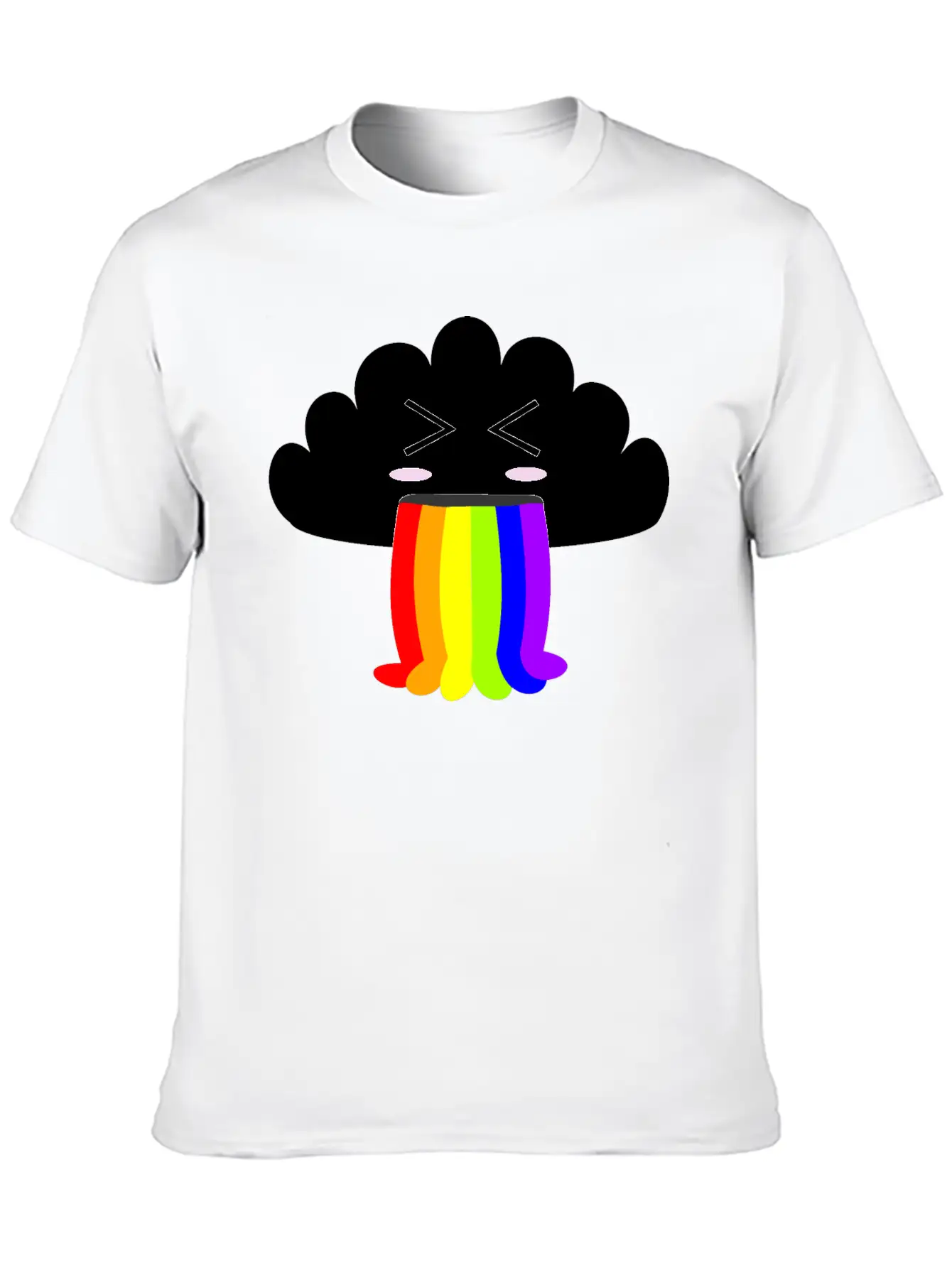 Cute Cloud Puking Out A Rainbow Unisex Short Sleeve Soft Cotton T-Shirt – Casual Everyday Wear