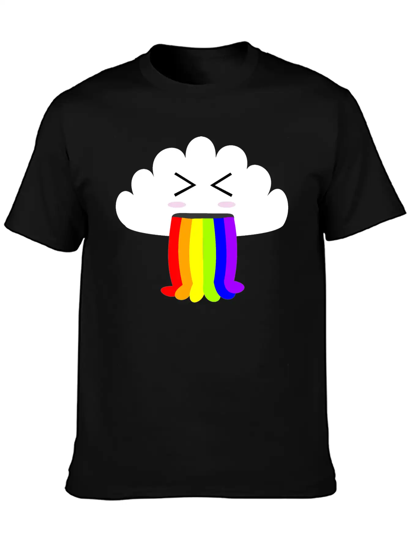Cute Cloud Puking Out A Rainbow Unisex Short Sleeve Soft Cotton T-Shirt – Casual Everyday Wear