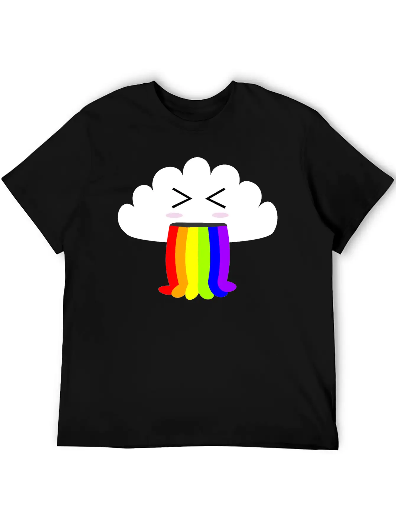 Cute Cloud Puking Out A Rainbow Unisex Short Sleeve Soft Cotton T-Shirt – Casual Everyday Wear