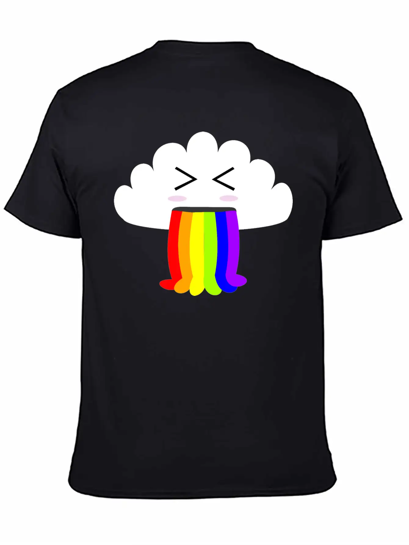 Cute Cloud Puking Out A Rainbow Unisex Short Sleeve Soft Cotton T-Shirt – Casual Everyday Wear