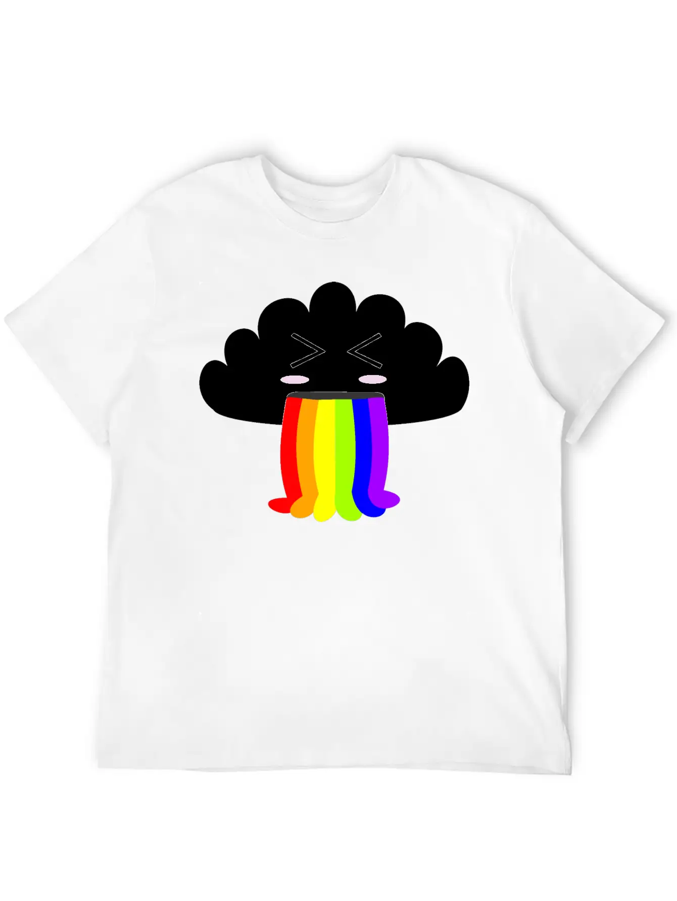 Cute Cloud Puking Out A Rainbow Unisex Short Sleeve Soft Cotton T-Shirt – Casual Everyday Wear