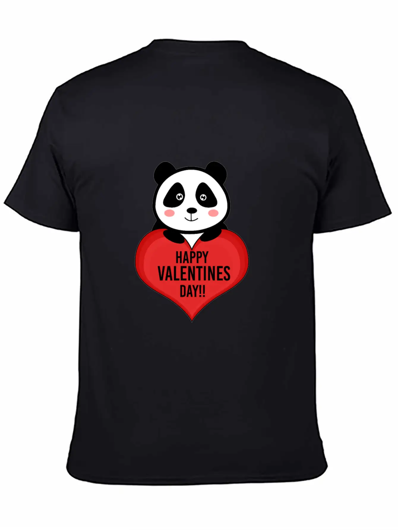Cute Cupid Panda Heart Kiss Happy Couple Feelings Unisex Short Sleeve Soft Cotton T-Shirt – Casual Everyday Wear